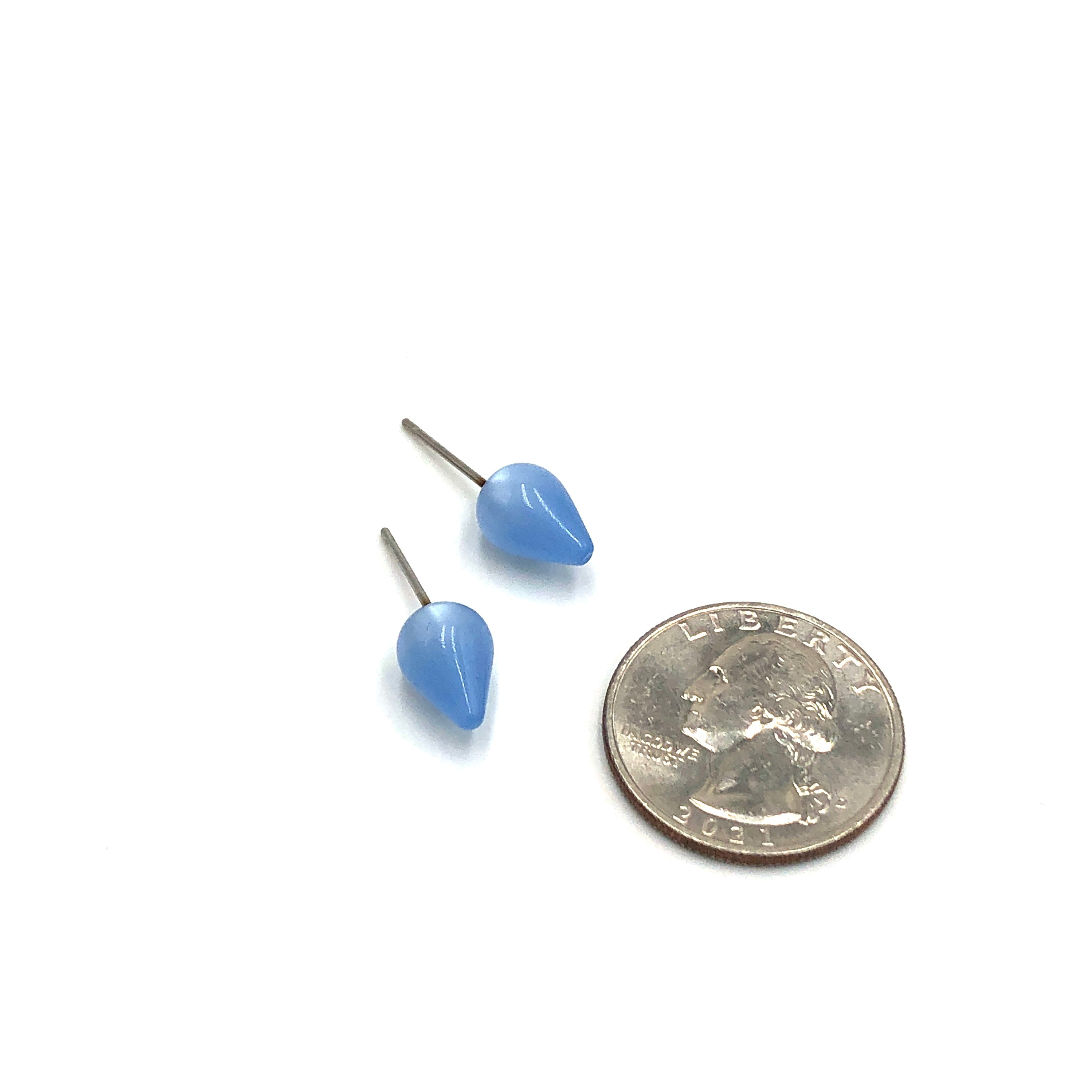 Ice Blue Moonglow Tiny Spike Stud Earrings