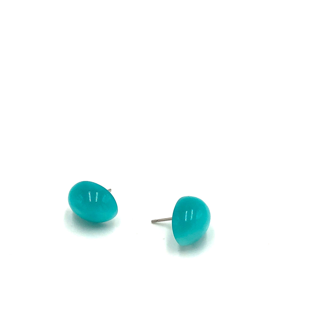 teal moonglow oval studs
