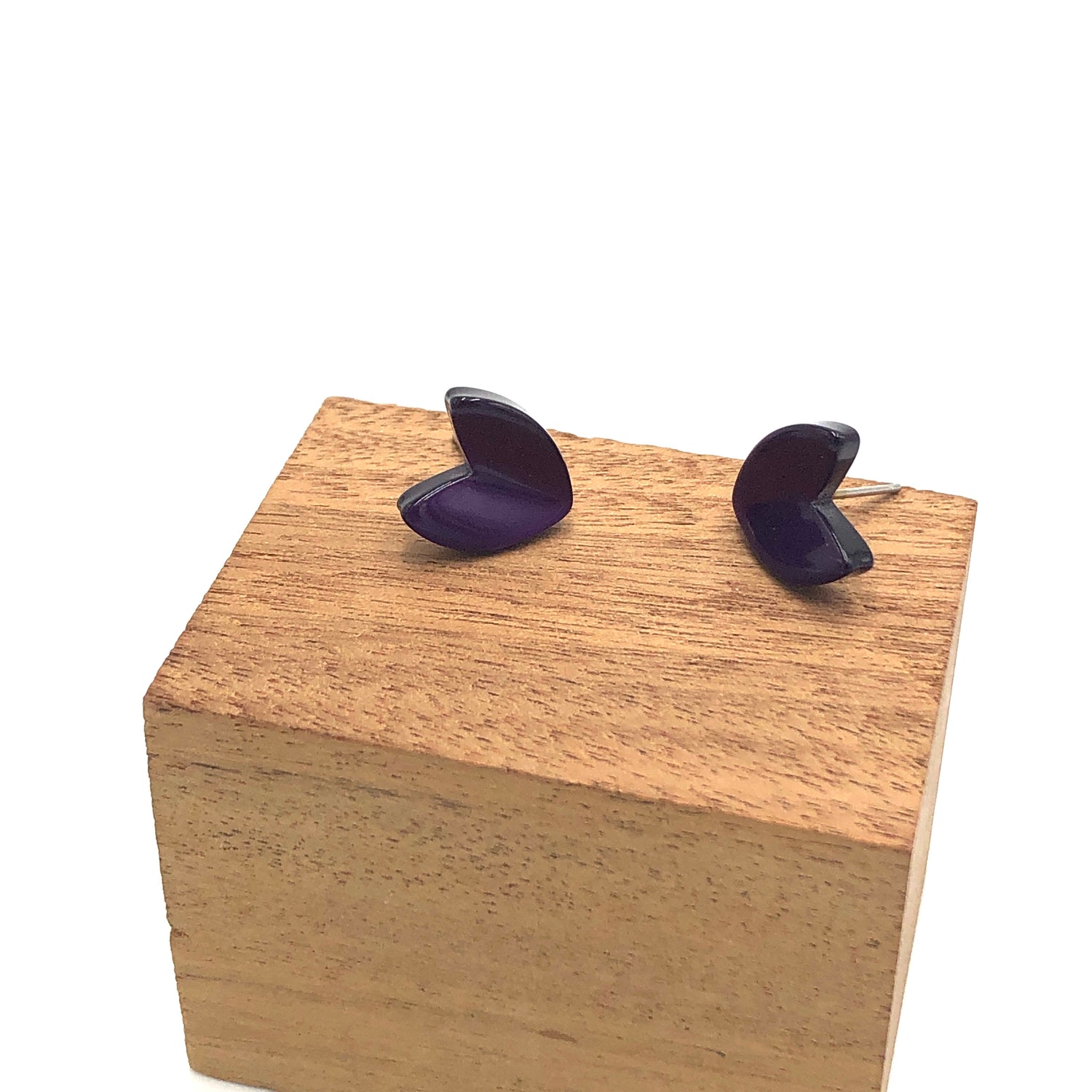 Deep Purple Moonglow Ivy Leaf Stud Earrings