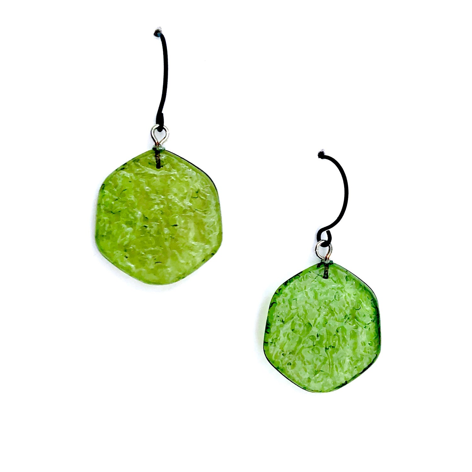 olive green textured earrings