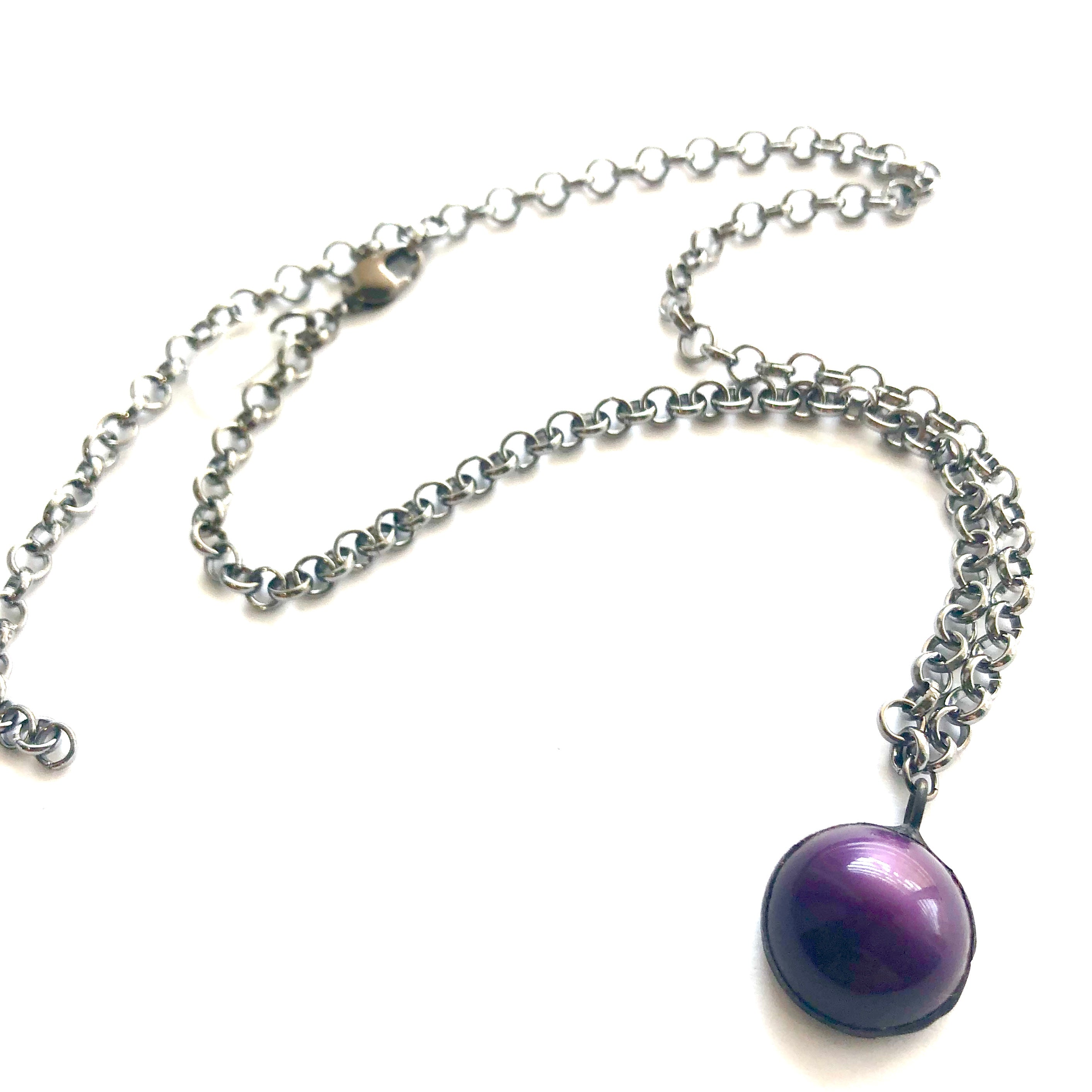 Deep Purple Moonglow &amp; Gun Metal Layering Necklace - Shortie