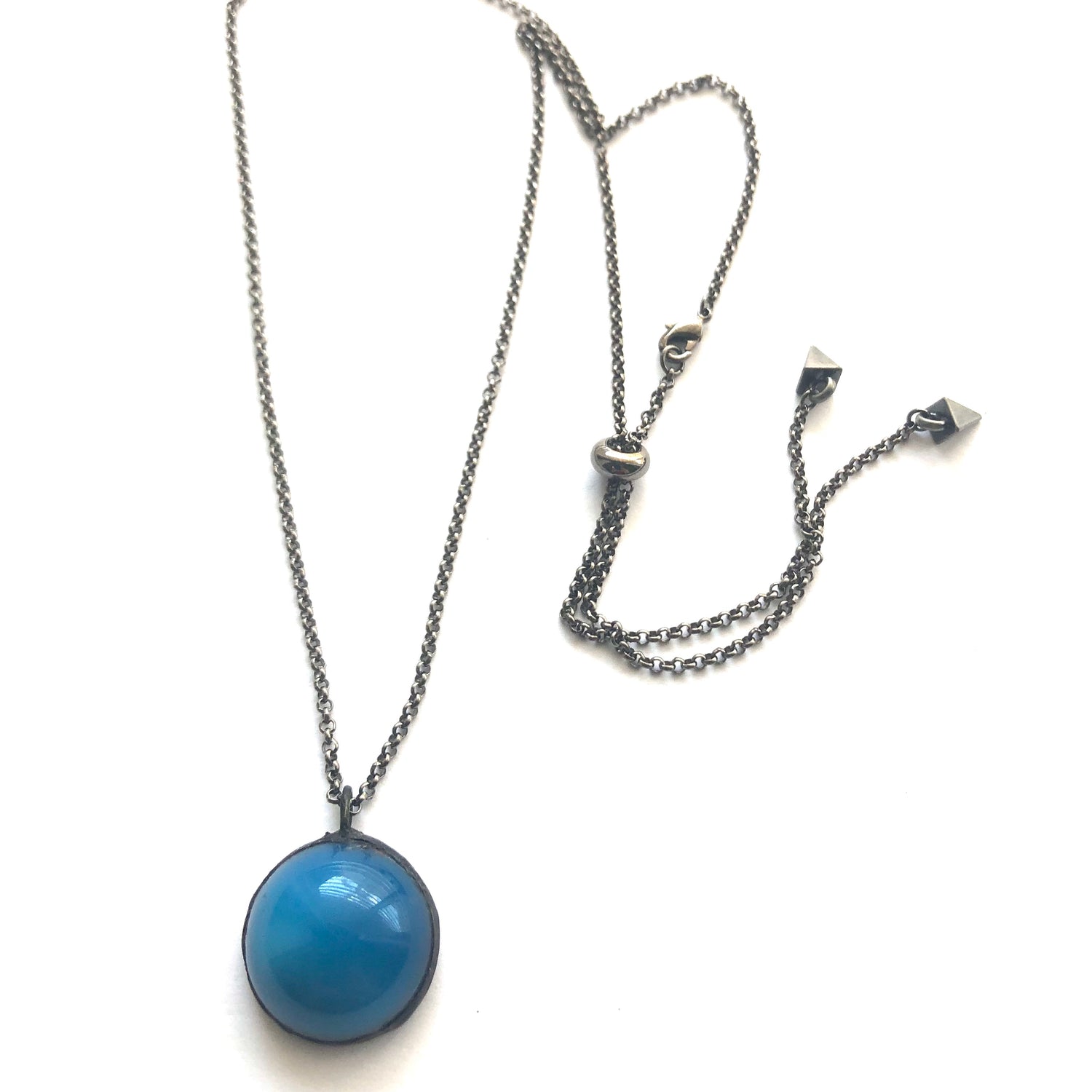 Capri Blue Moonglow &amp; Gun Metal Layering Necklace - Medium