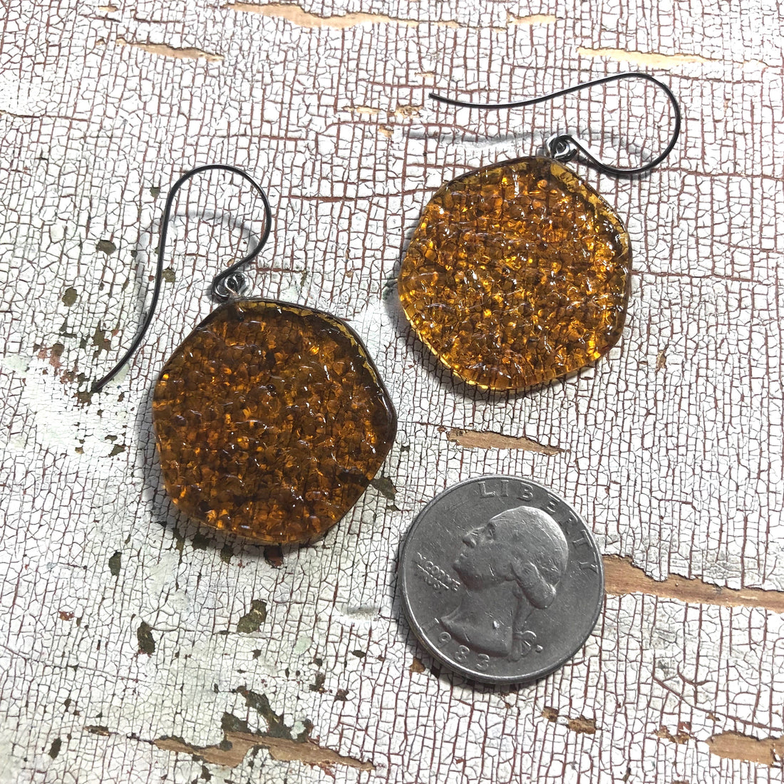 brown stained glass earrings