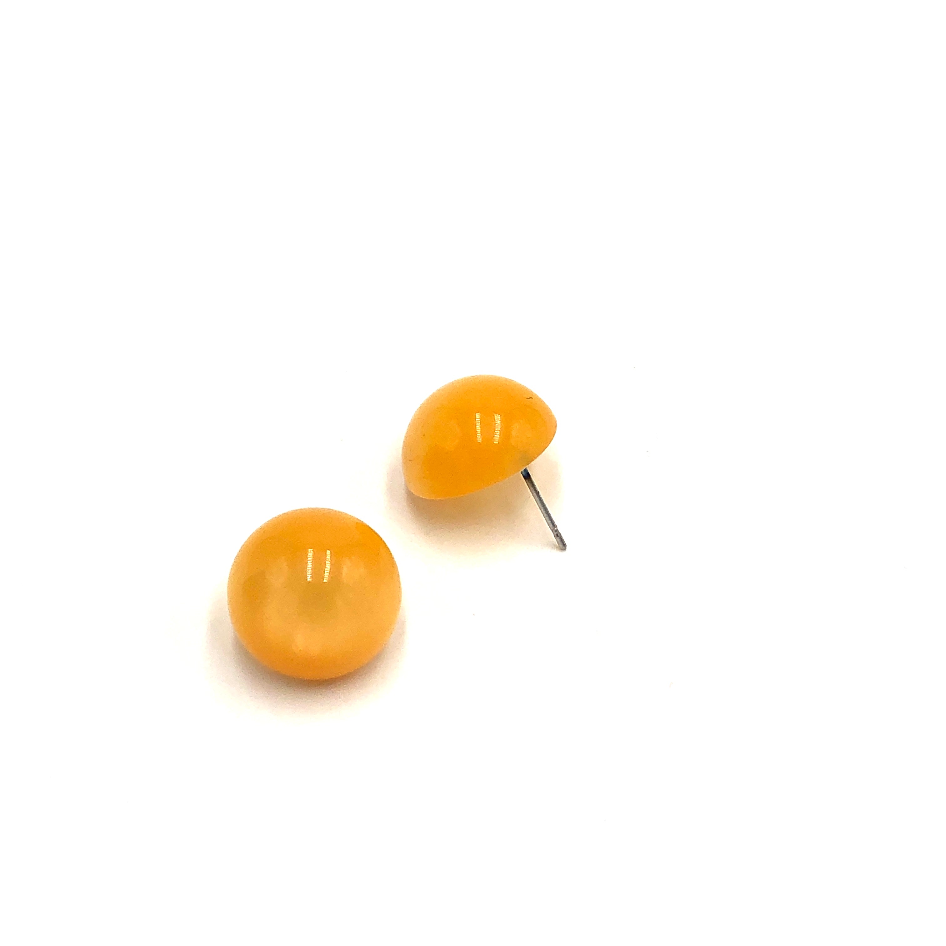 Tangerine Moonglow Retro Button Stud Earrings
