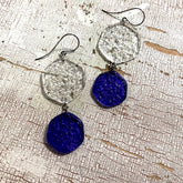 clear blue stained glass earrings
