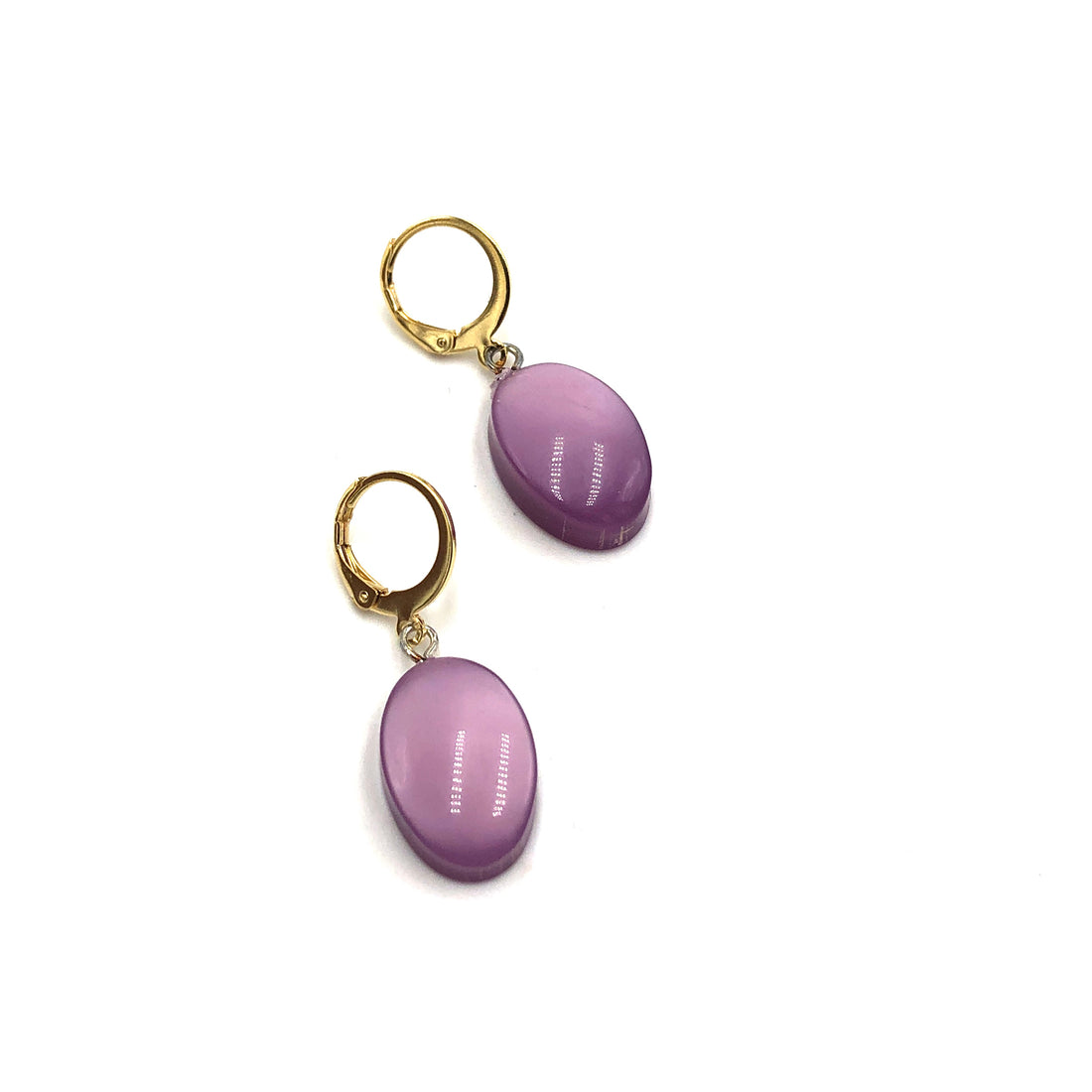 Lilac Moonglow Oval Cuff Drop Earrings *