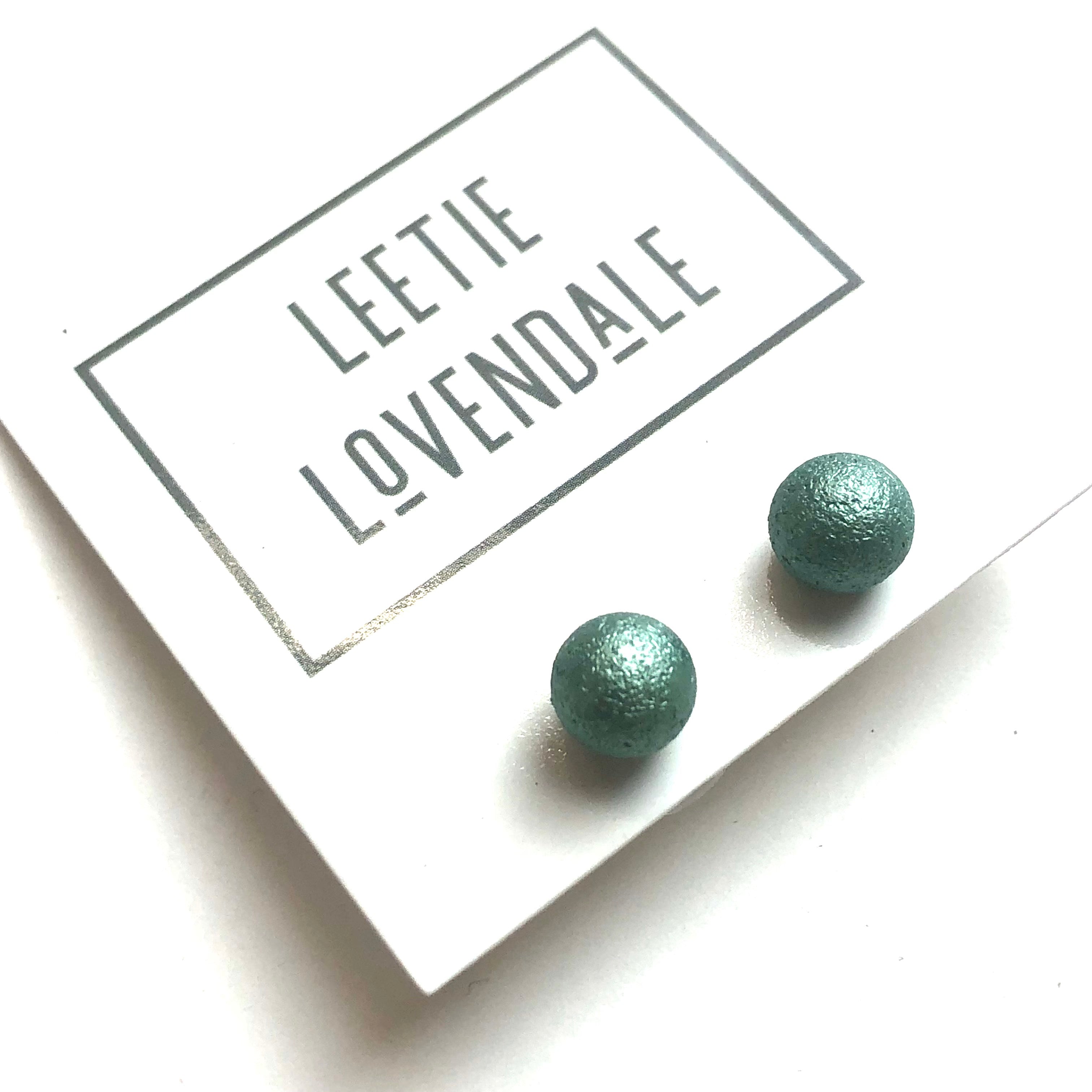 Sea Glass Green Pitted Lucite Large Ball Stud Earrings