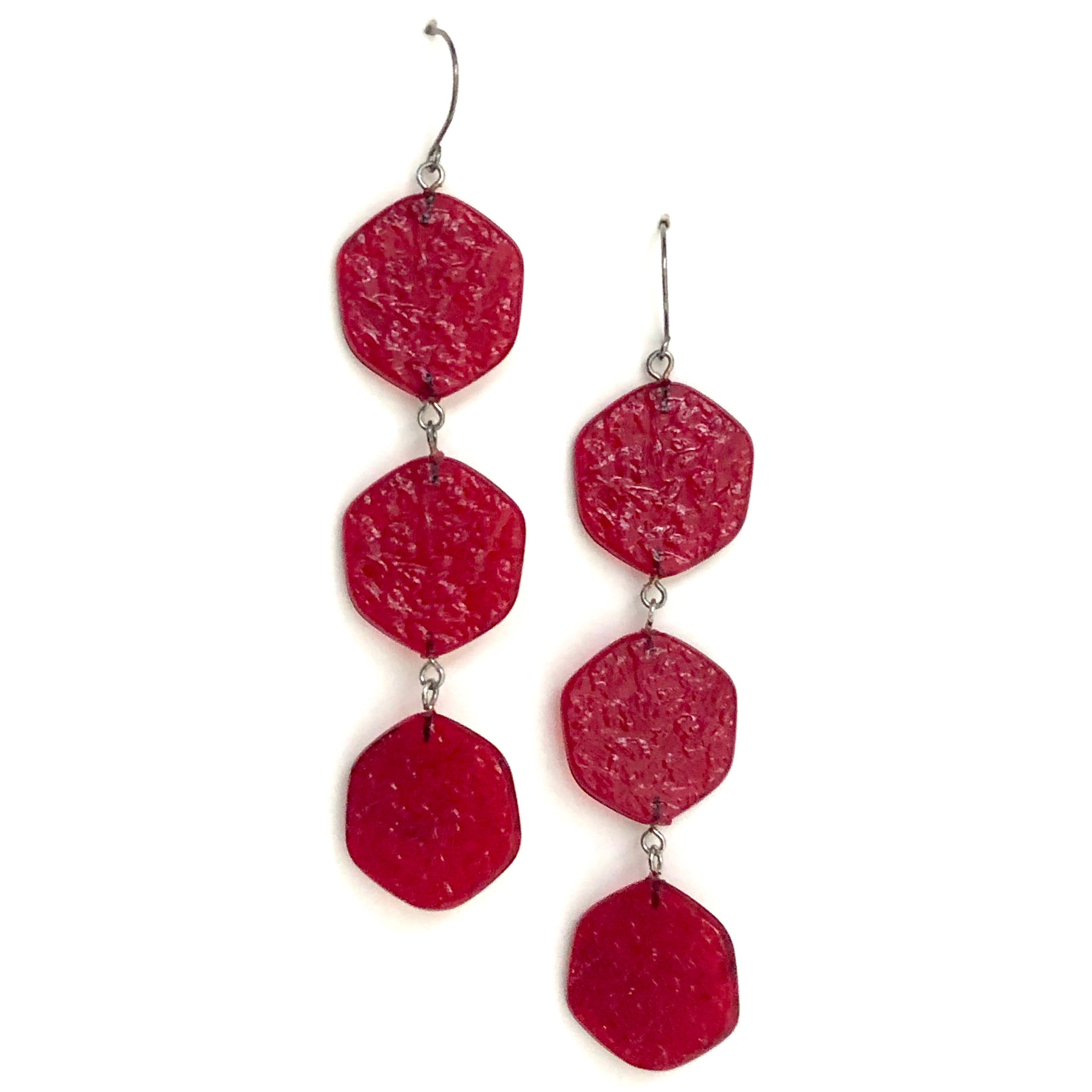 textured red earrings