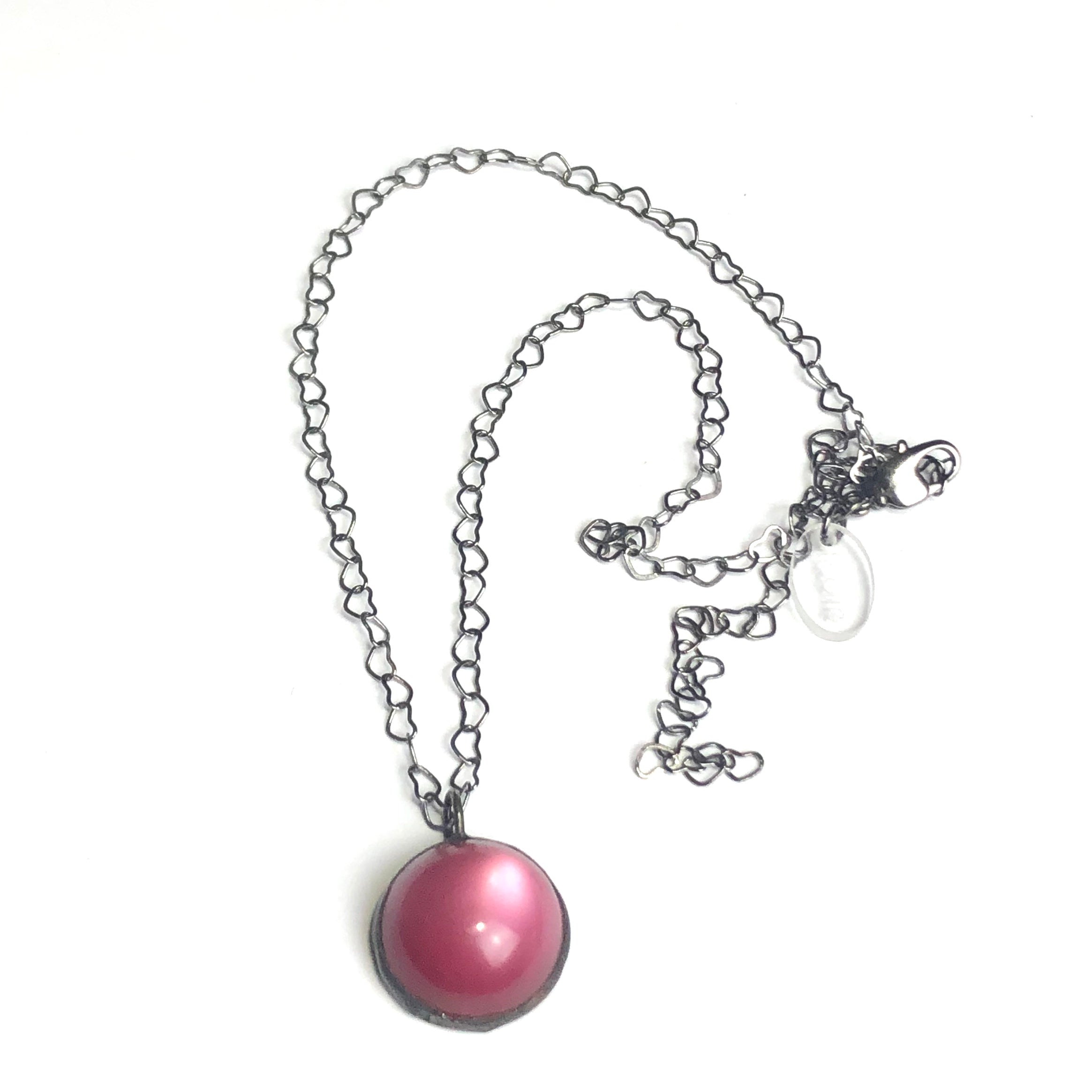 Cranberry Moonglow &amp; Gun Metal Layering Necklace - Shortie