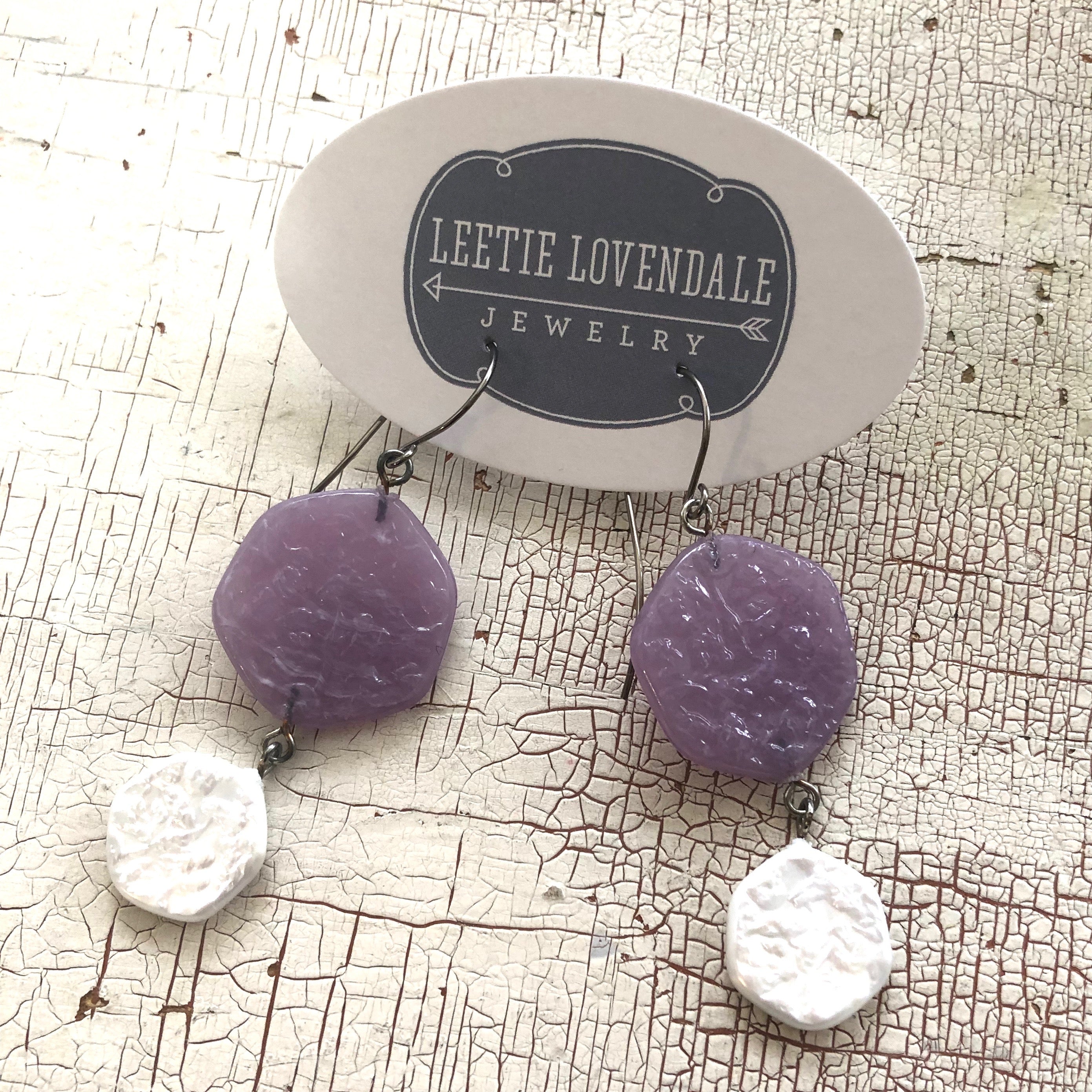 pastel purple white earrings