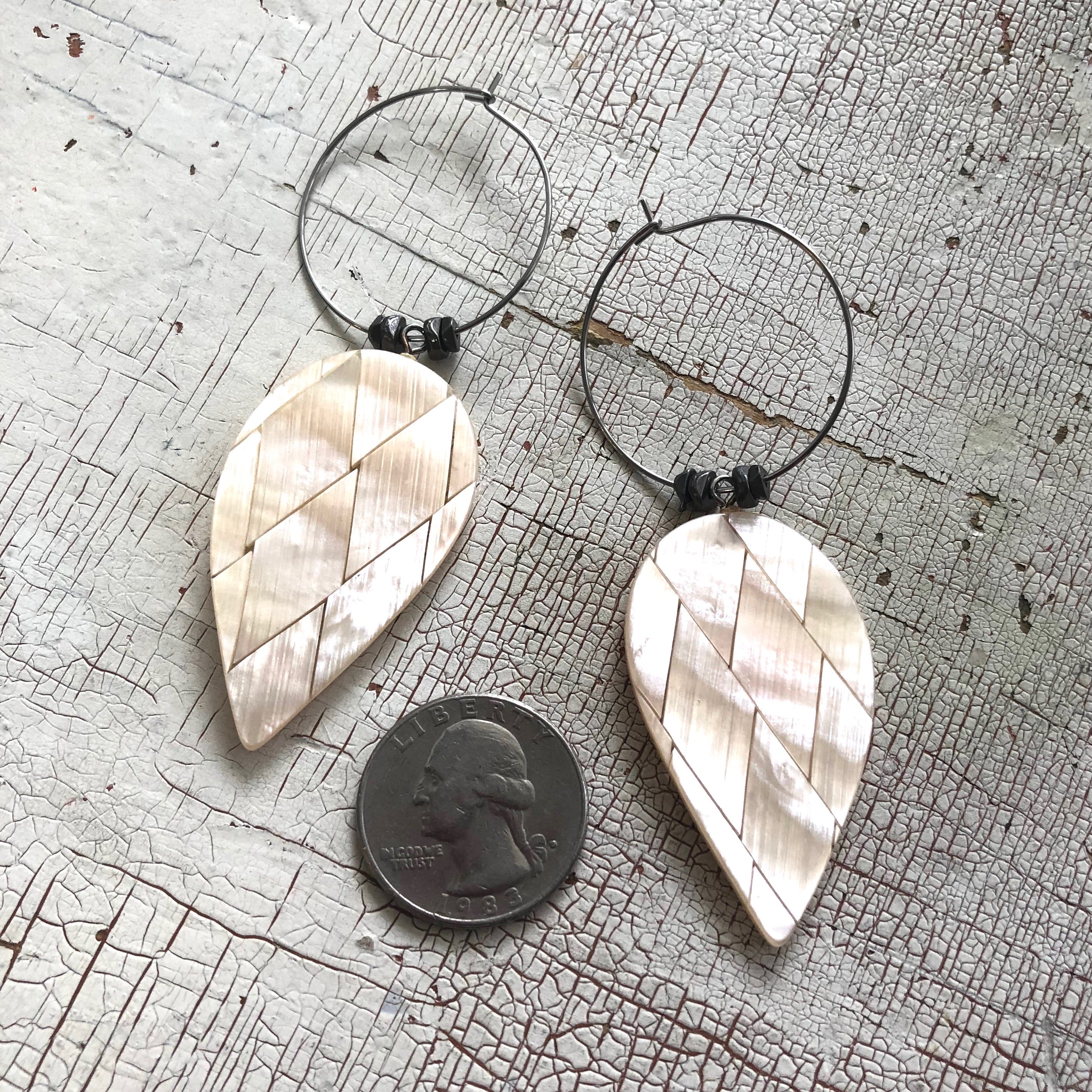 mother of pearl statement earrings