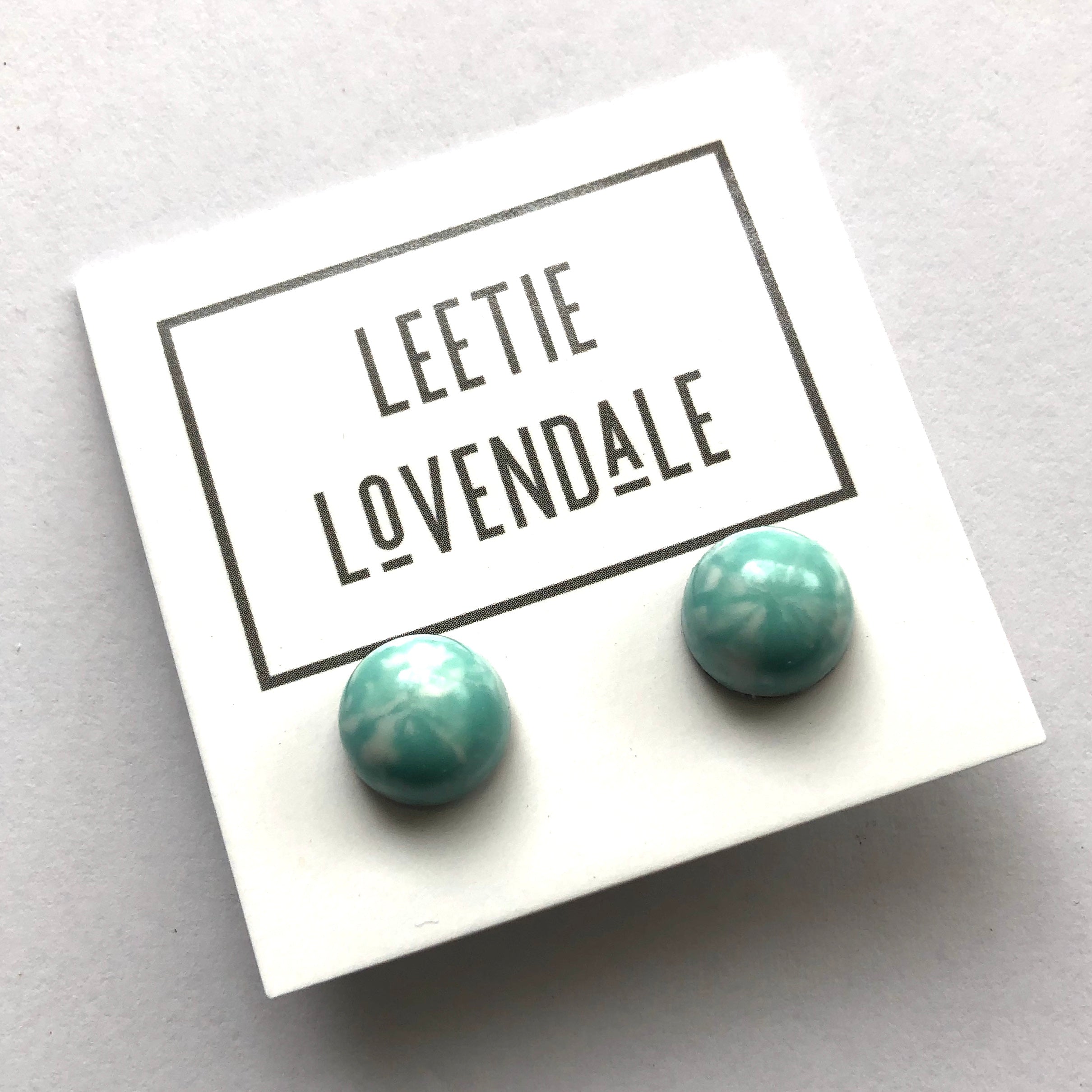 Turquoise Mosaic Resin Retro Button Stud Earrings