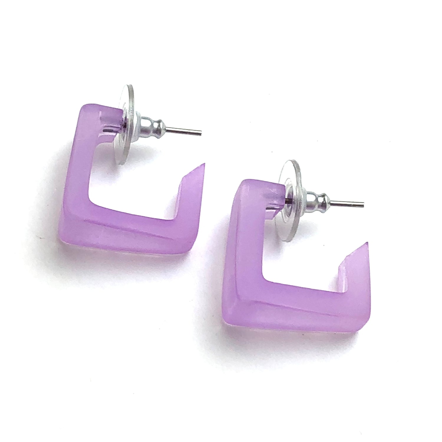 Lilac Frosted Square Bermuda Hoop Earrings