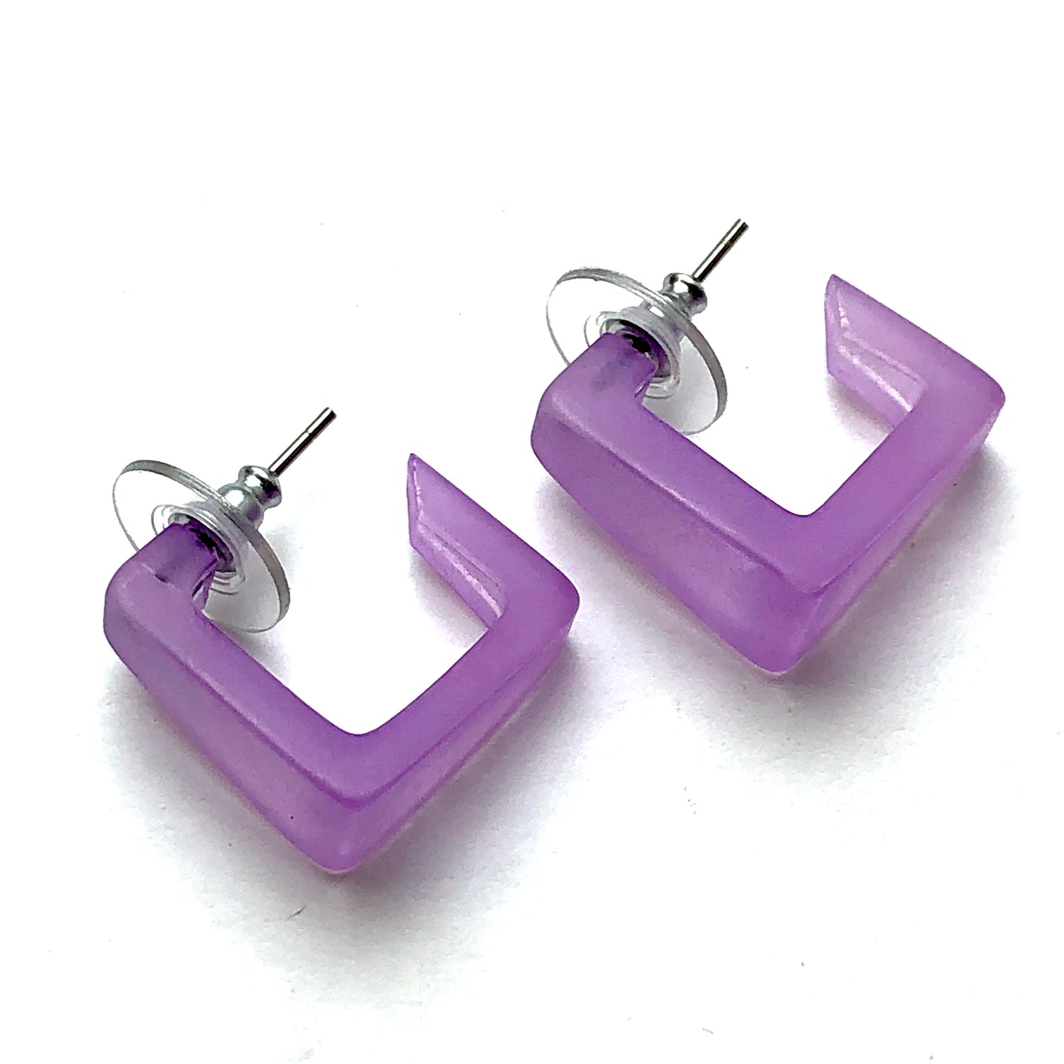 Lilac Frosted Square Bermuda Hoop Earrings