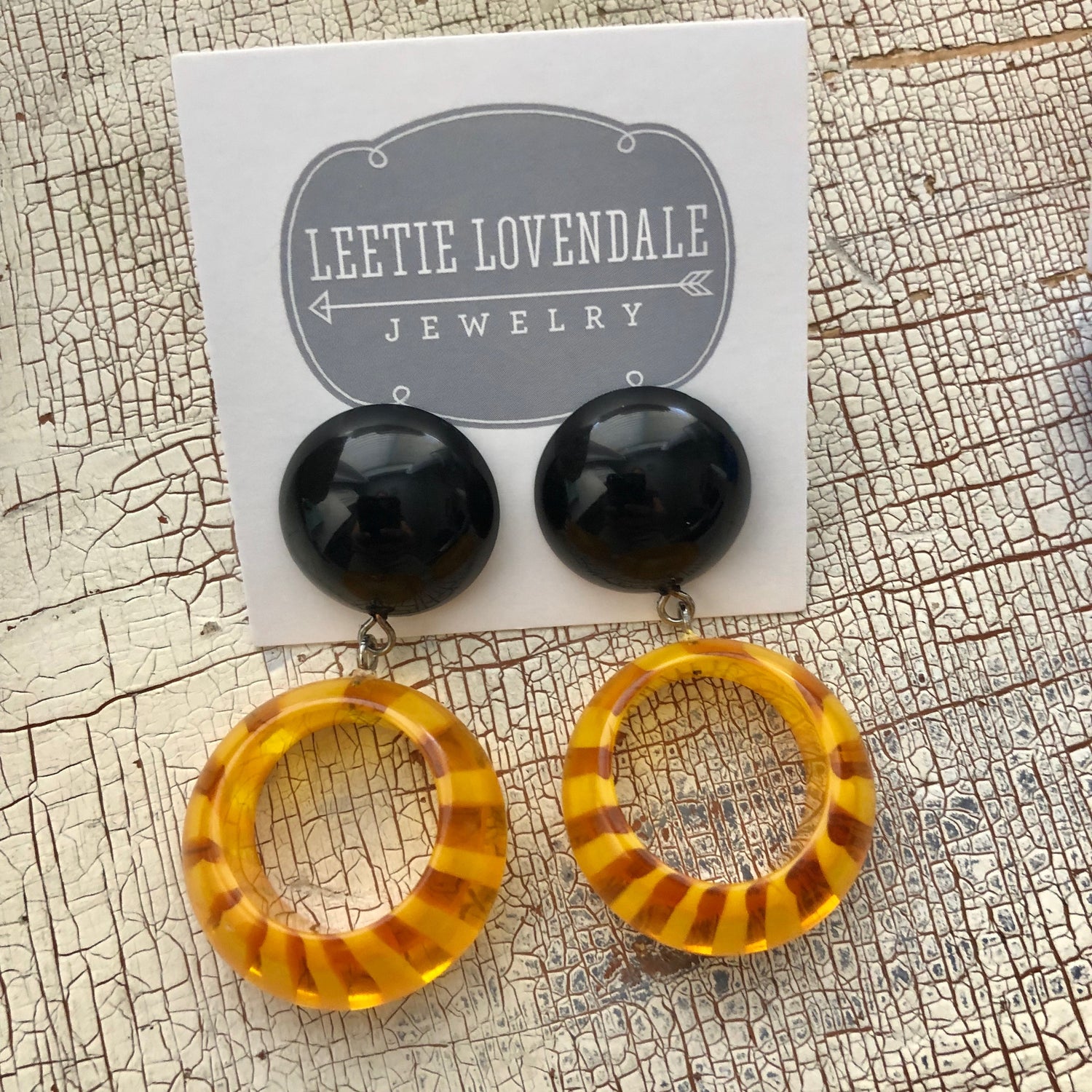 yellow donut drop earrings