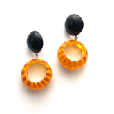 black yellow hoop earrings