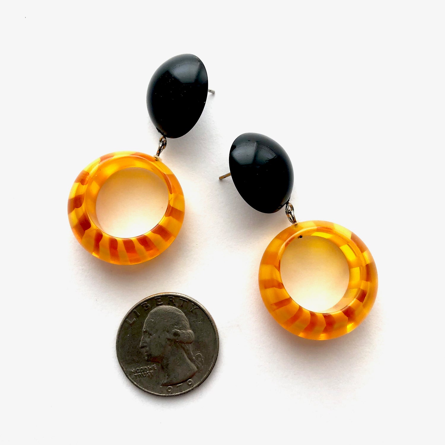 black yellow earrings