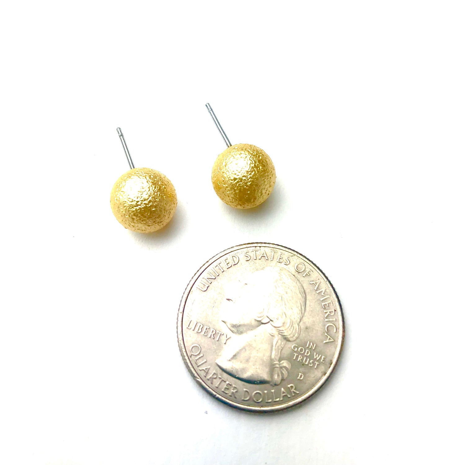 Gold Pitted Lucite Large Ball Stud Earrings