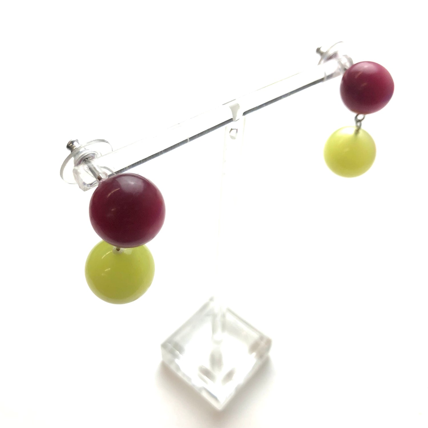Cranberry and Butter Moonglow Lollipop Drop Earrings