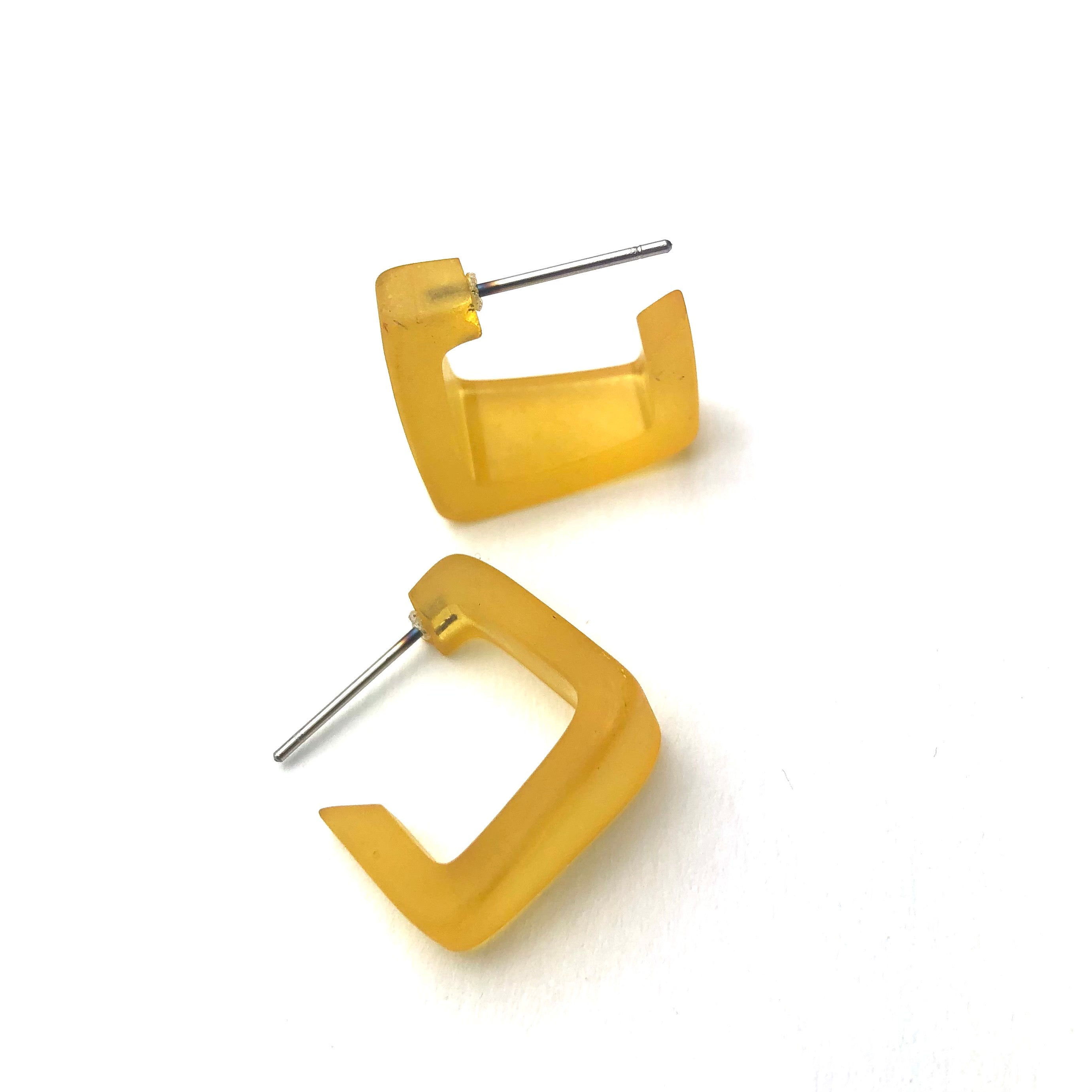 Golden Yellow Frosted Square Bermuda Hoop Earrings