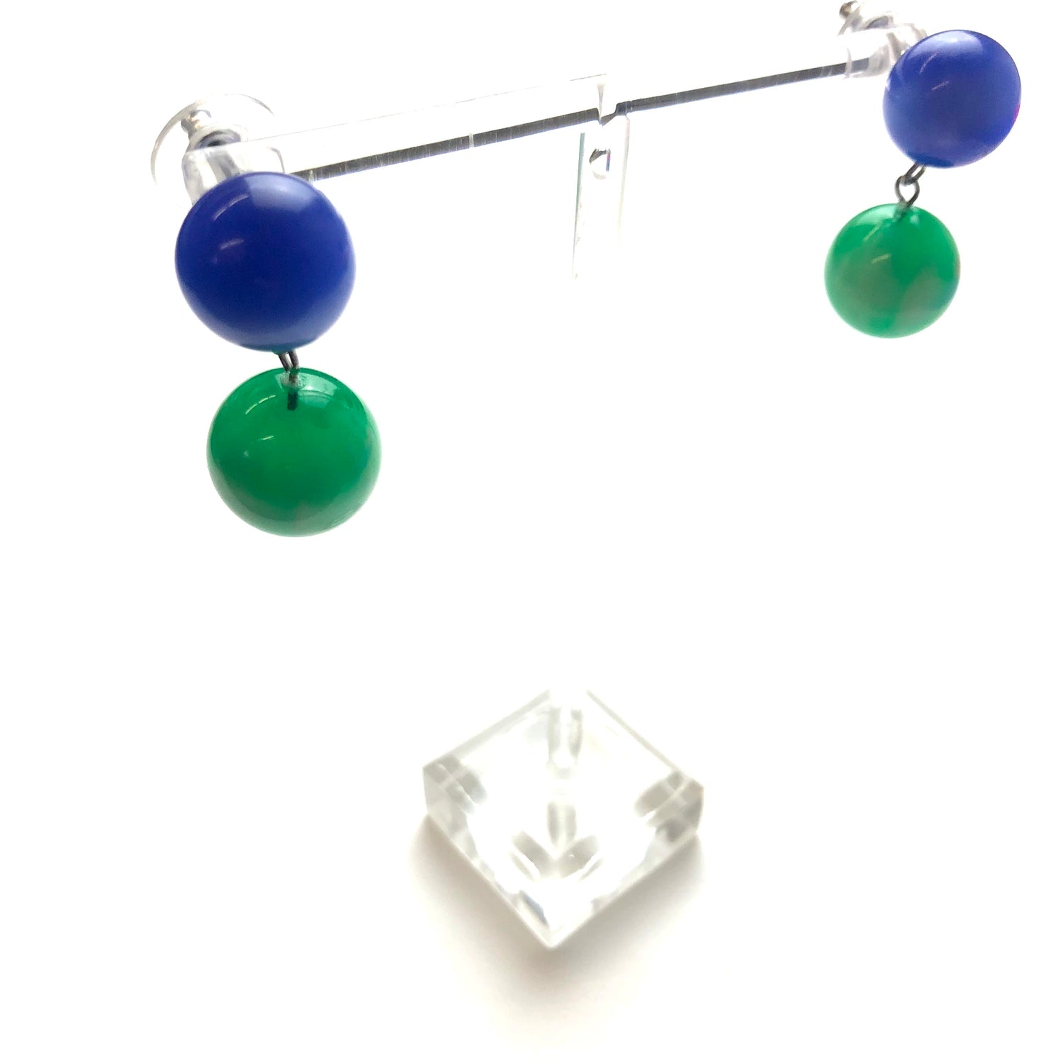Blue &amp; Green Starburst Moonglow Lollipop Drop Earrings
