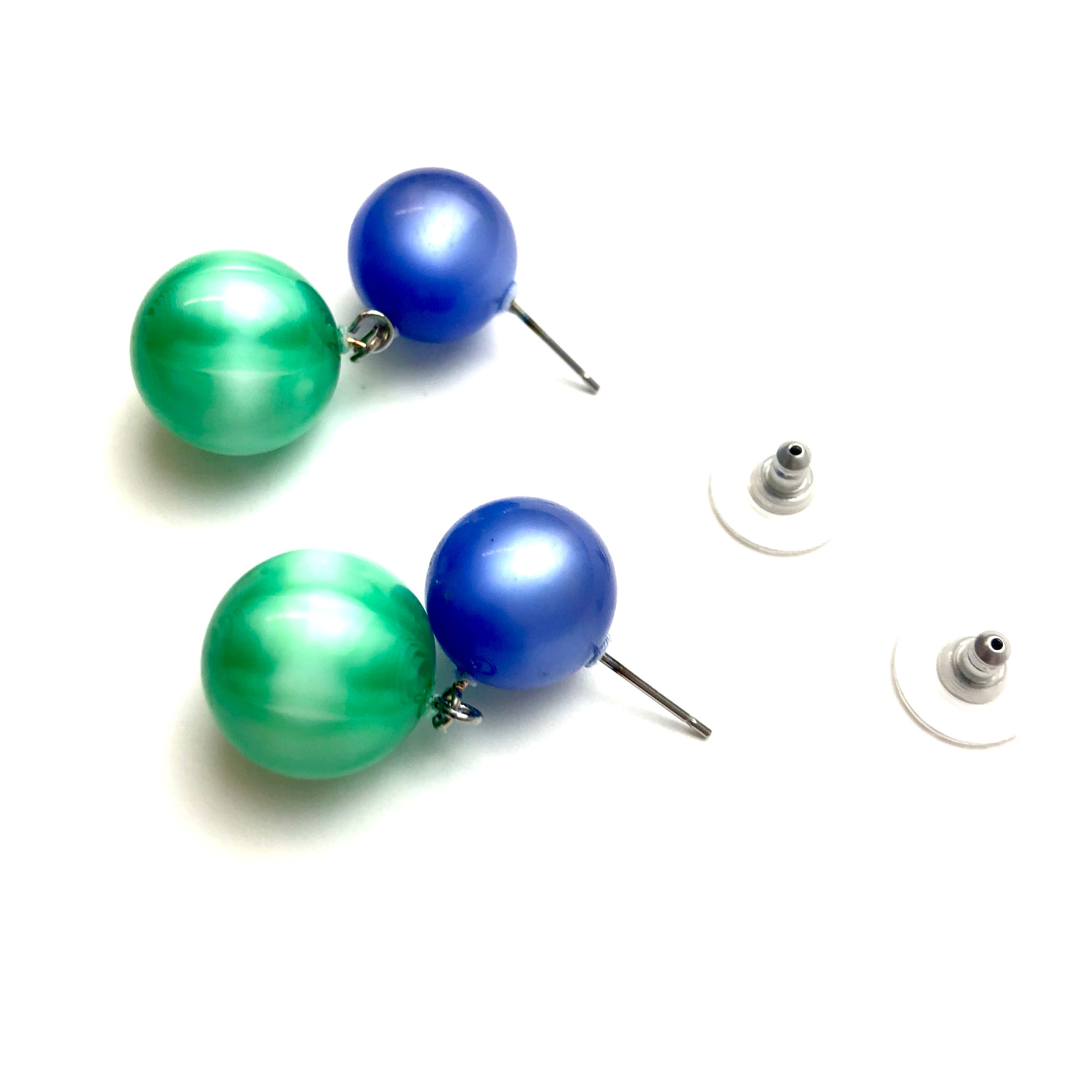 Blue &amp; Green Starburst Moonglow Lollipop Drop Earrings