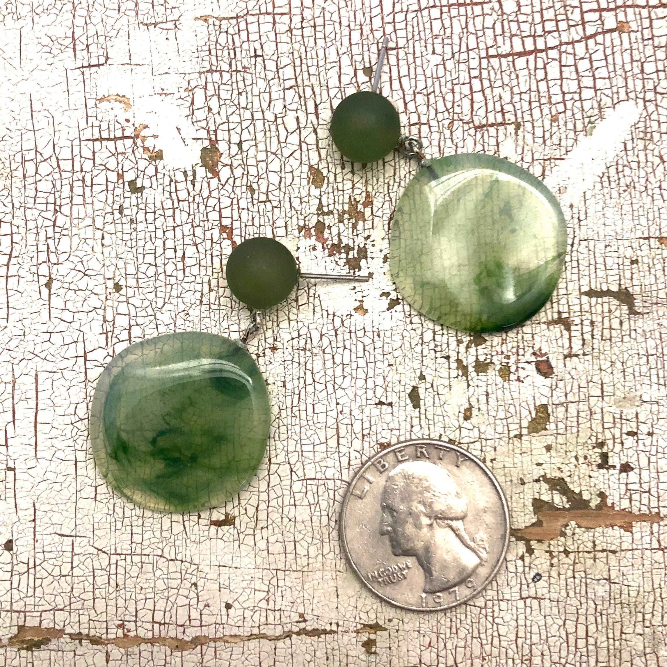 green marbled lucite earrings