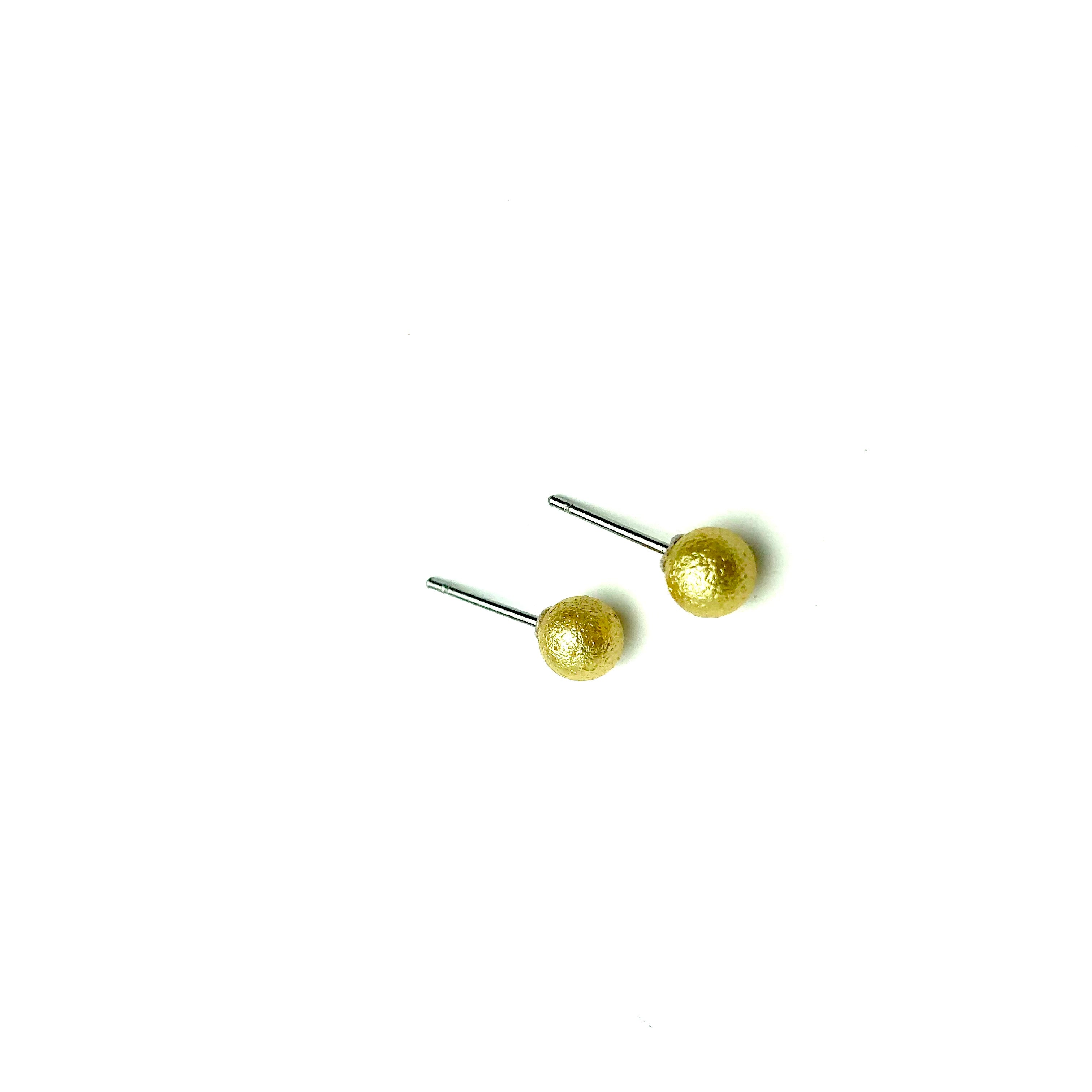 Gold Pitted Lucite Mini Ball Stud Earrings