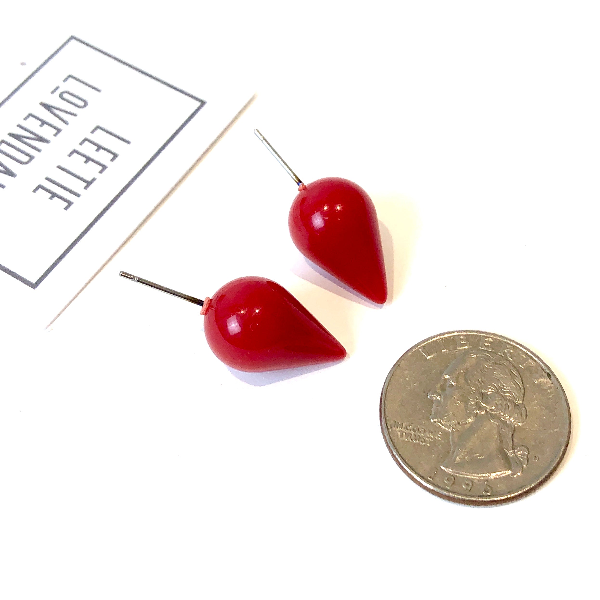 Cherry Red Spike Stud Earrings
