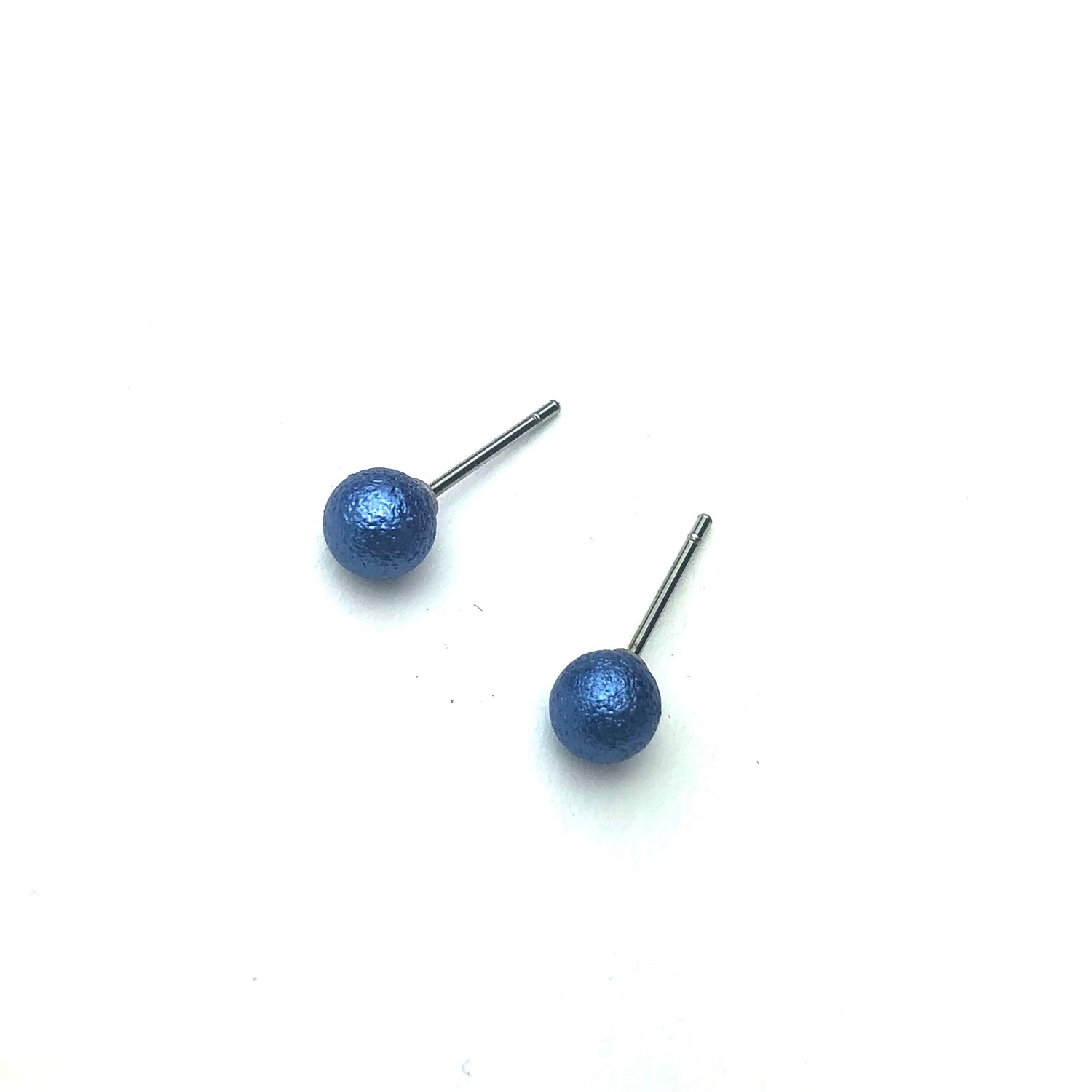 Midnight Blue Pitted Lucite Tiny Ball Stud Earrings