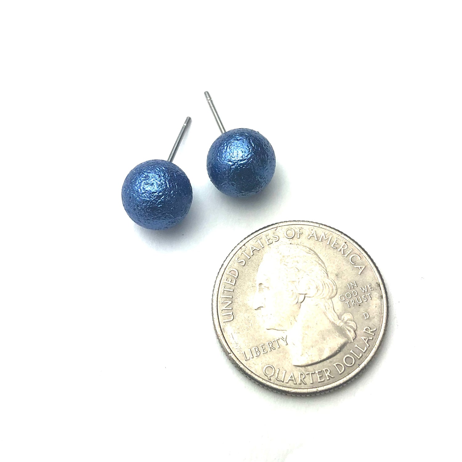 Midnight Blue Pitted Lucite Large Ball Stud Earrings
