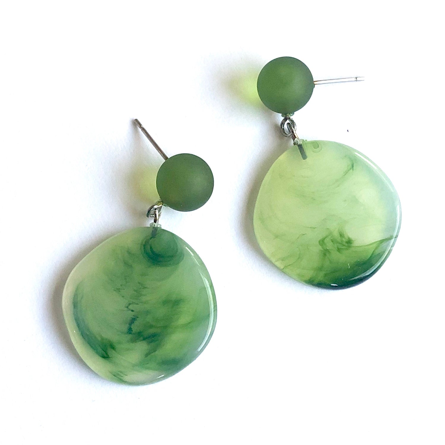marbled opal green earrings