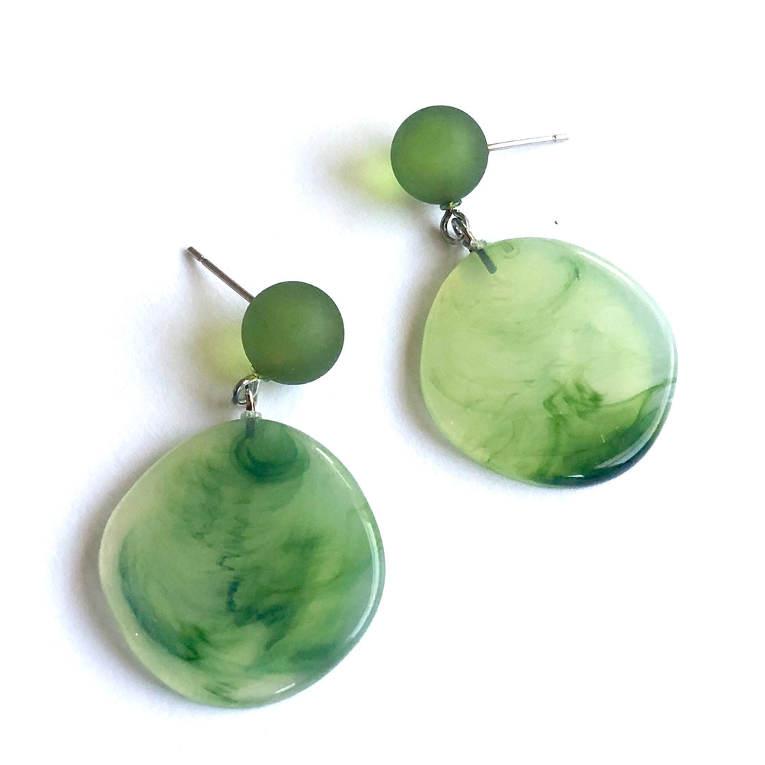 green marbled earrings