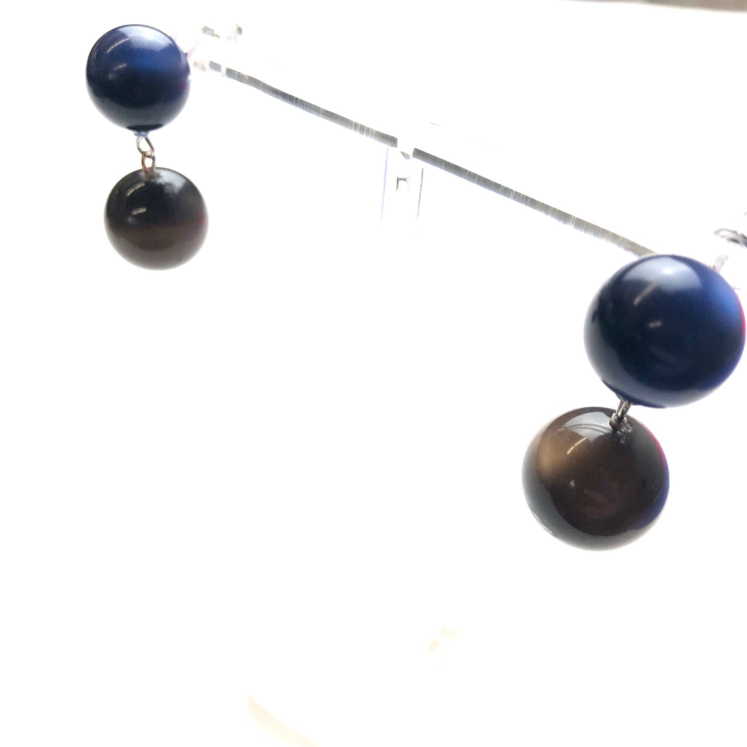 Navy and Chocolate Moonglow Lollipop Drop Earrings
