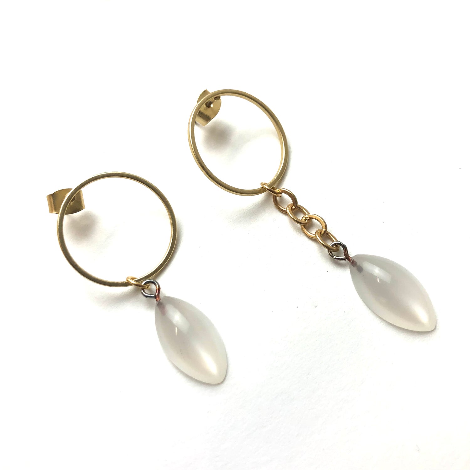 Gold Angel Wing Asymmetrical Earrings