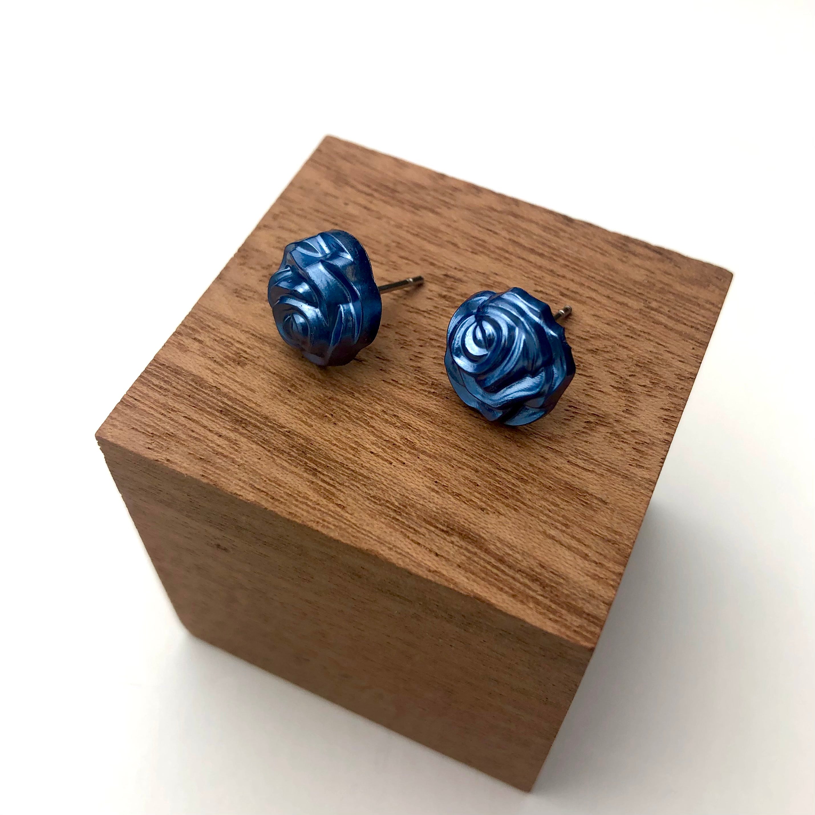 blue rose earrings