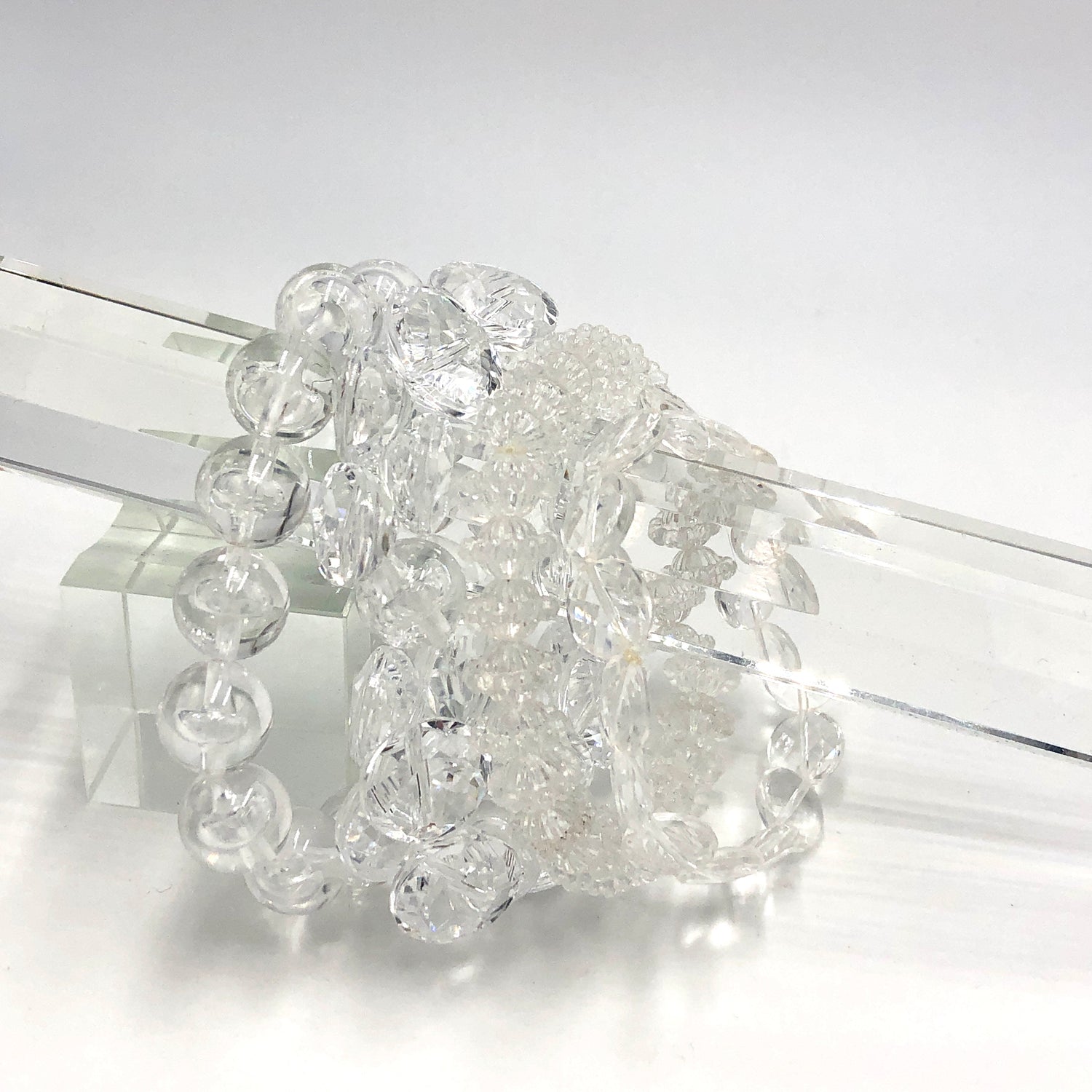 Clear Lucite Super Stack and Stretch Bracelet Set *