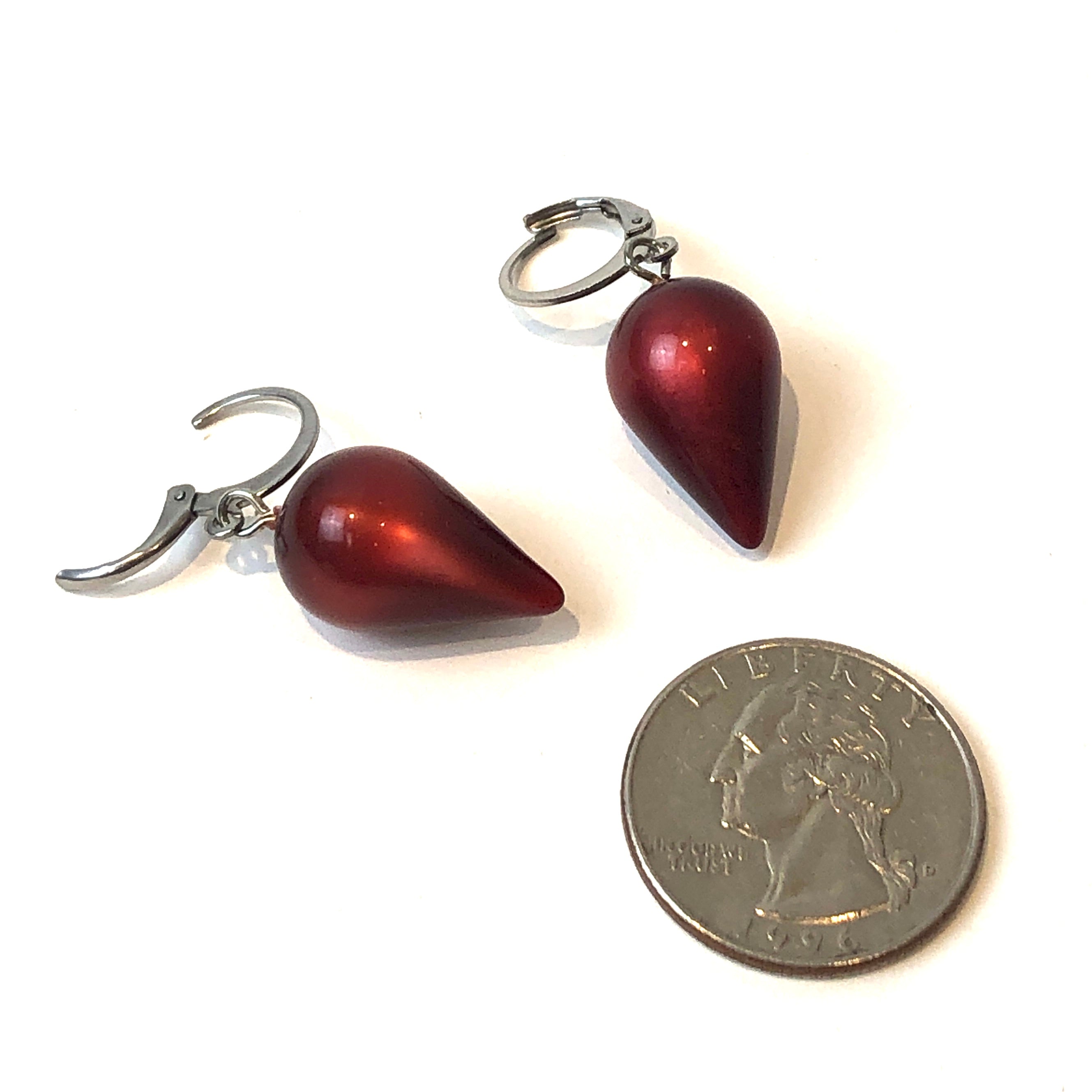 red spike earrings