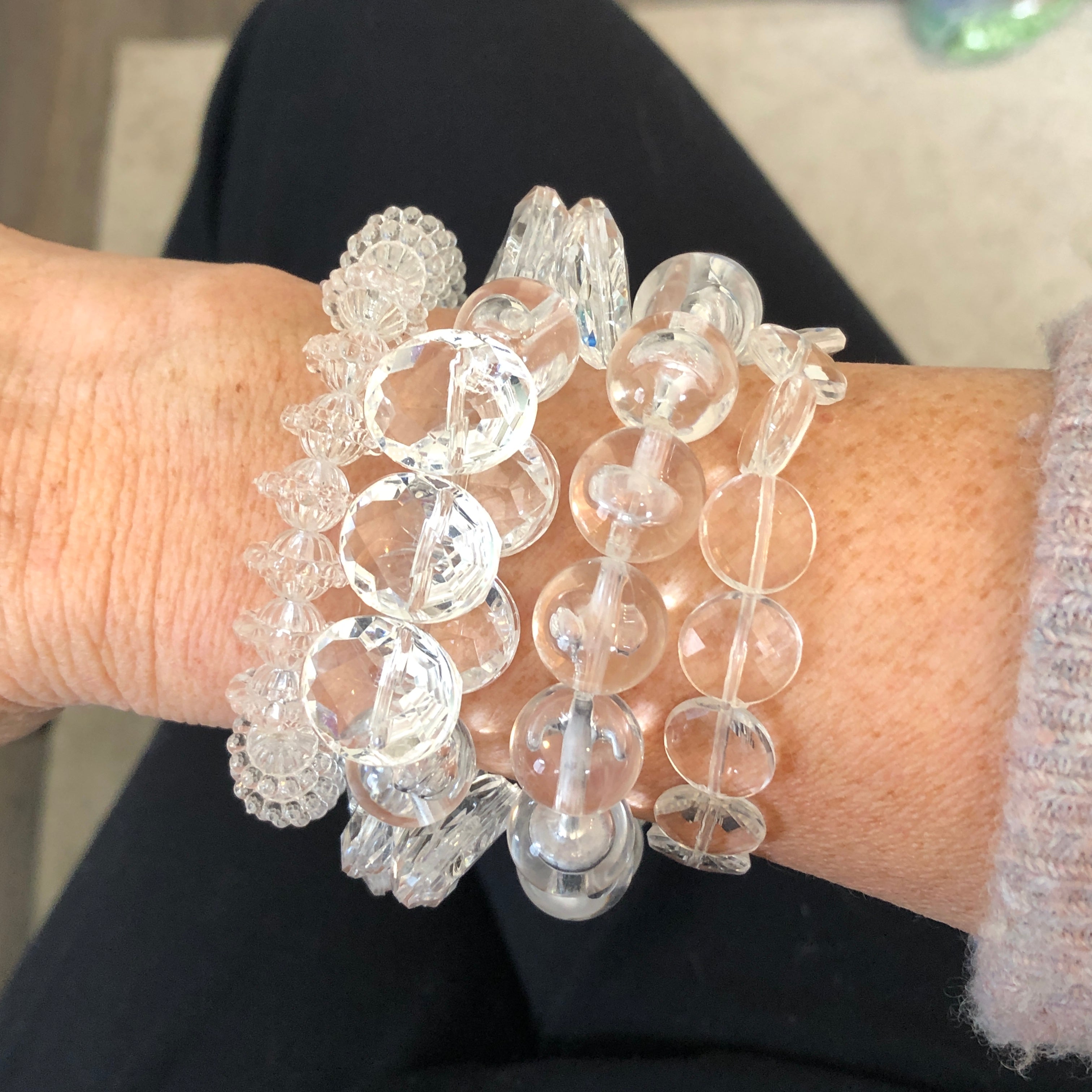Clear Lucite Super Stack and Stretch Bracelet Set *
