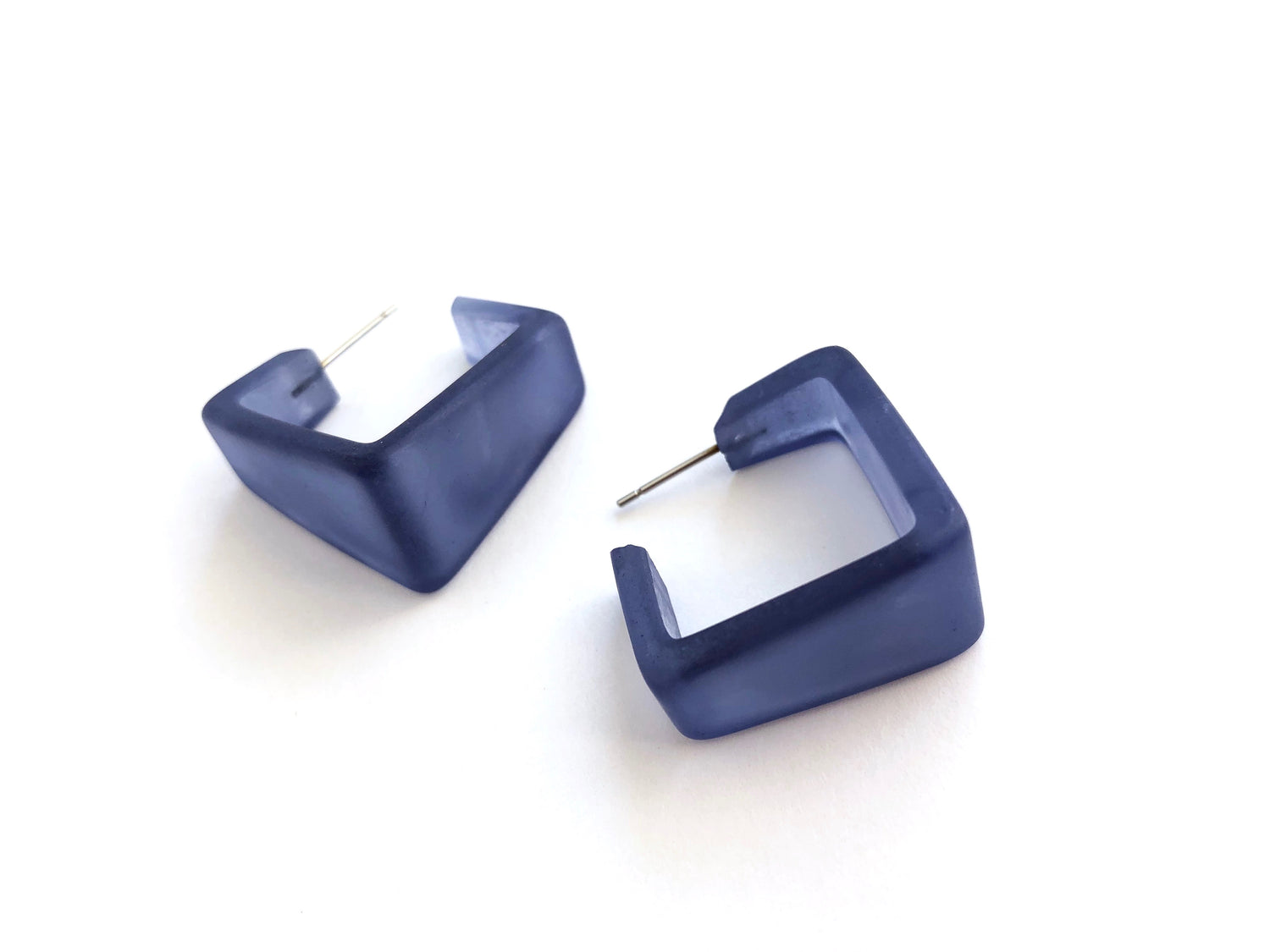 dark blue square earrings