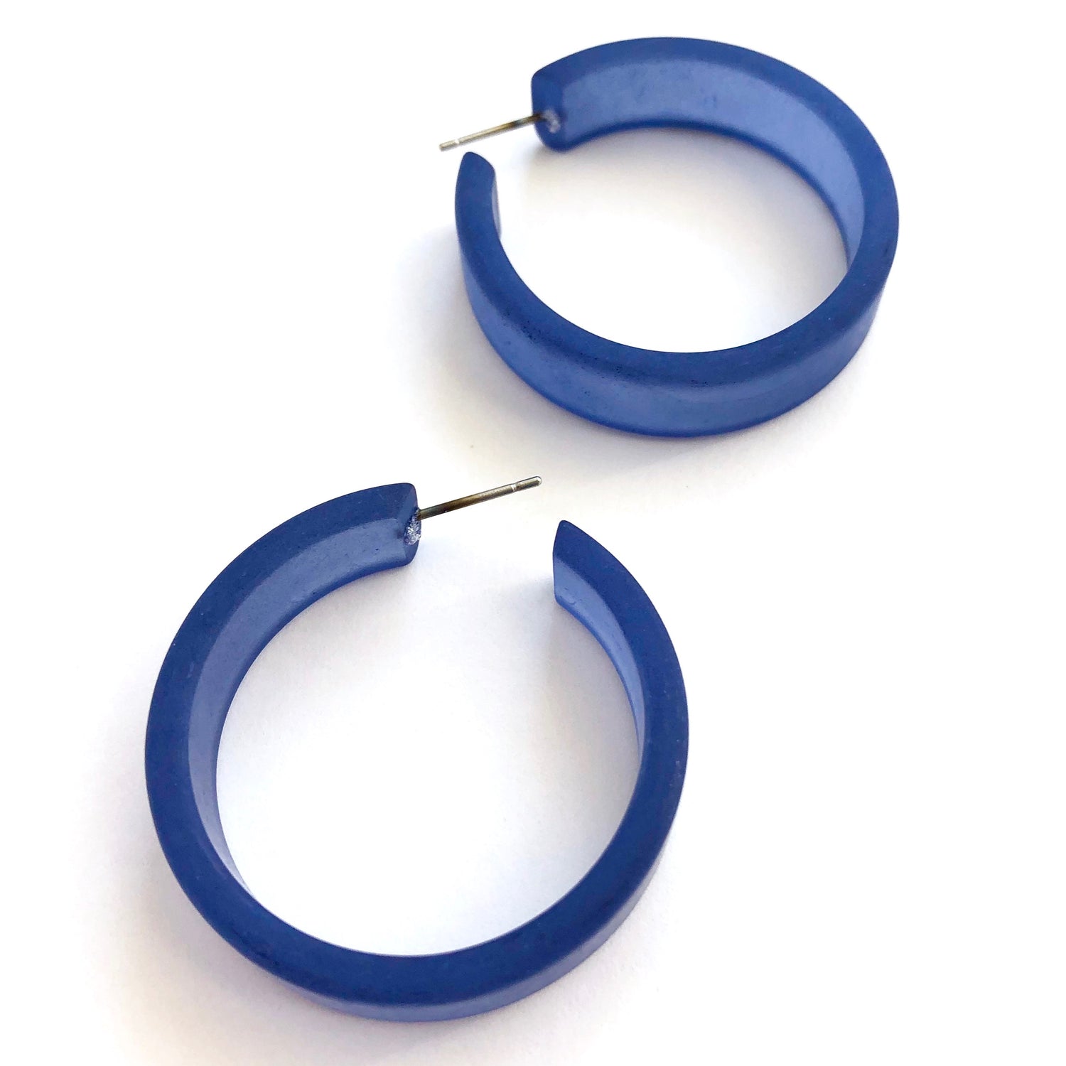 big blue hoop earrings denim
