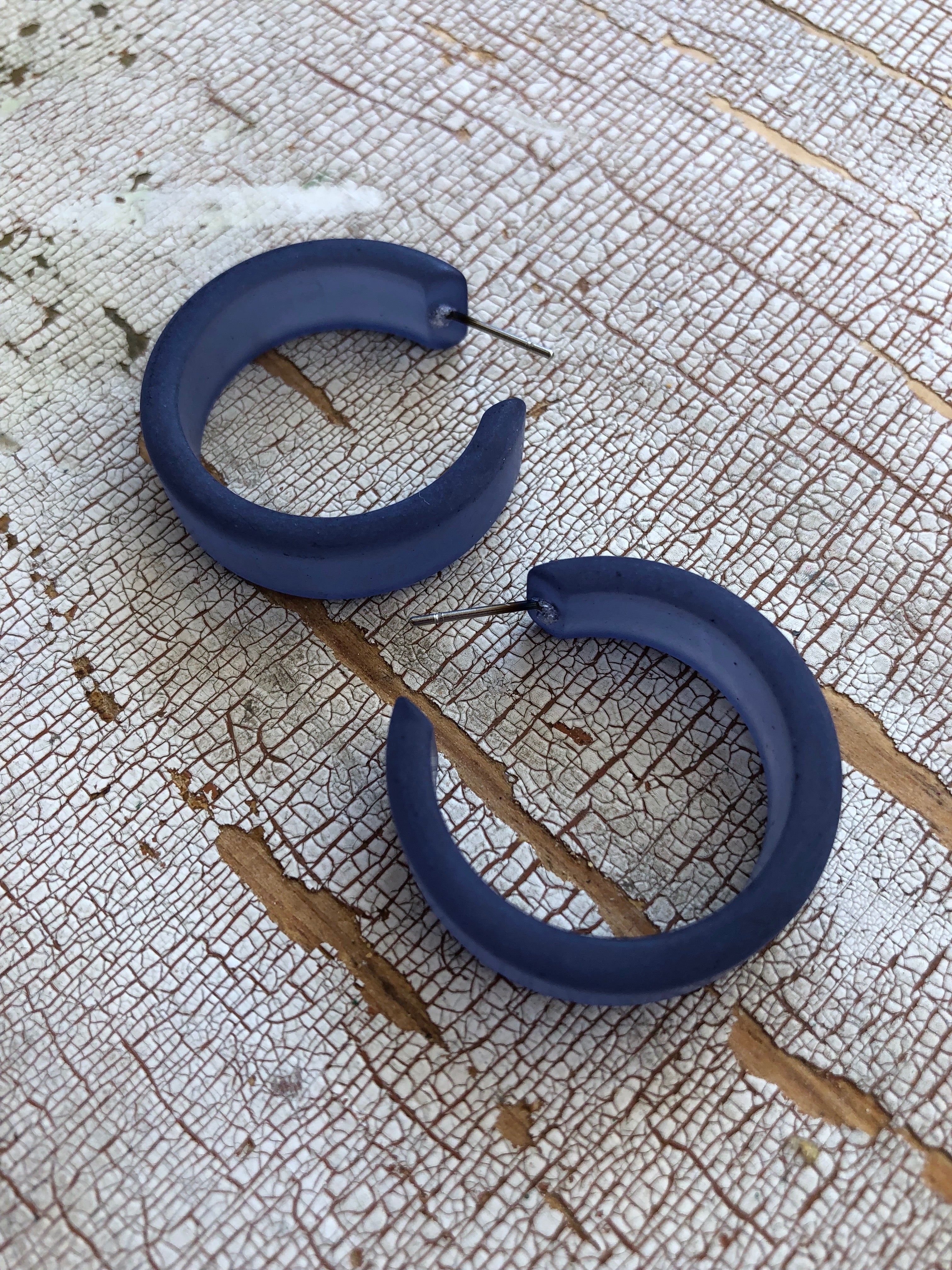 denim blue lucite earrings
