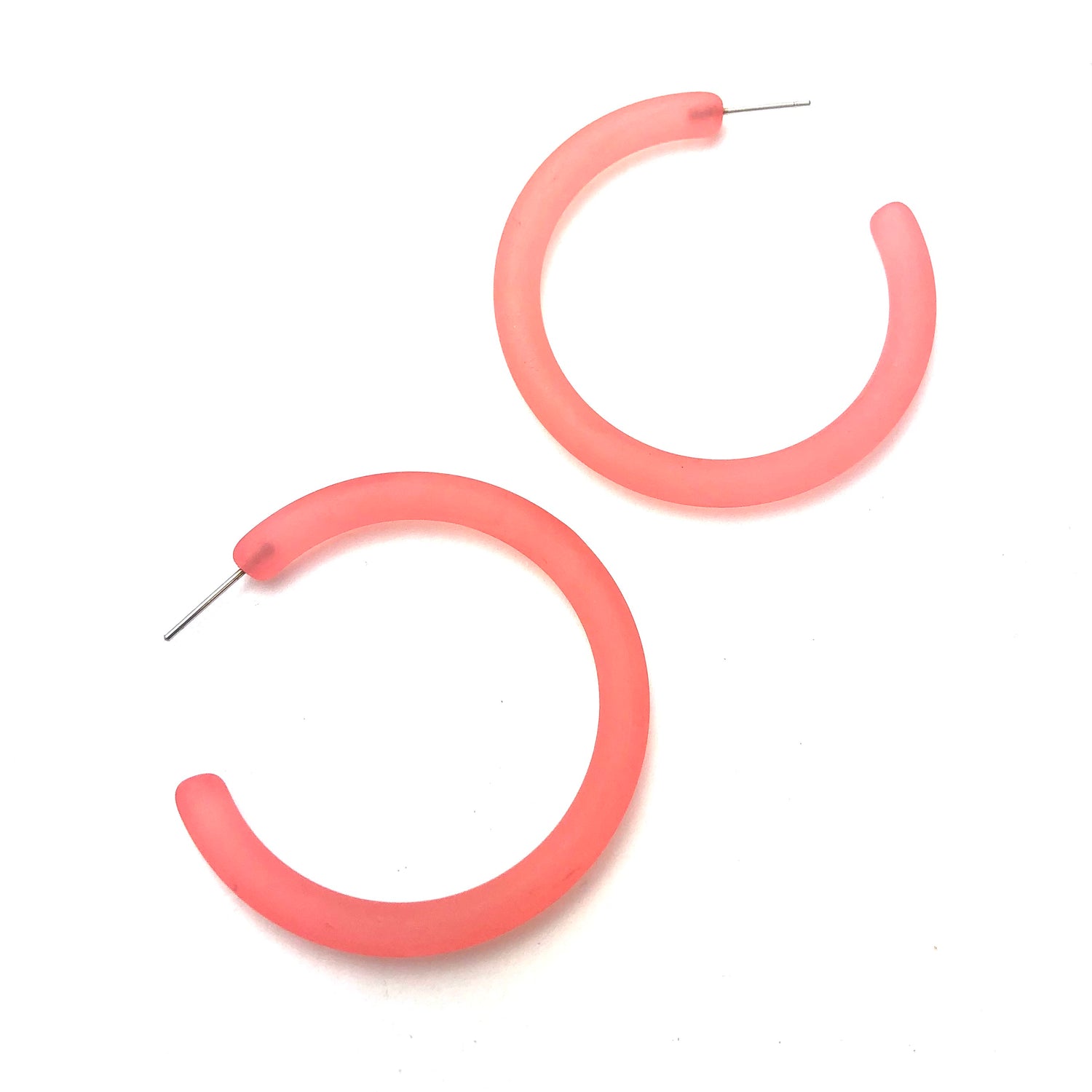 Coral Frosted XL Jelly Hoop Earrings - 2&quot;