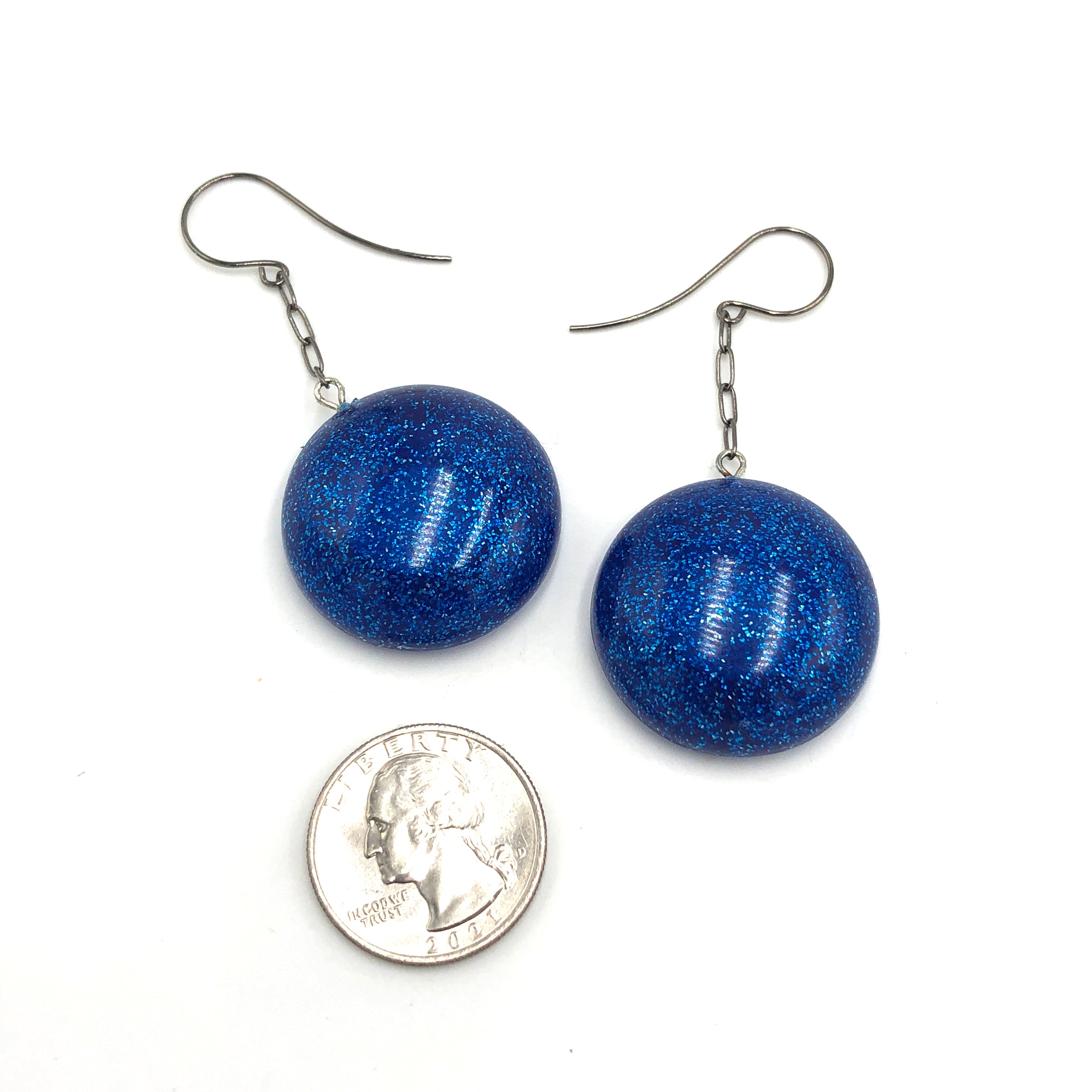 long blue earrings