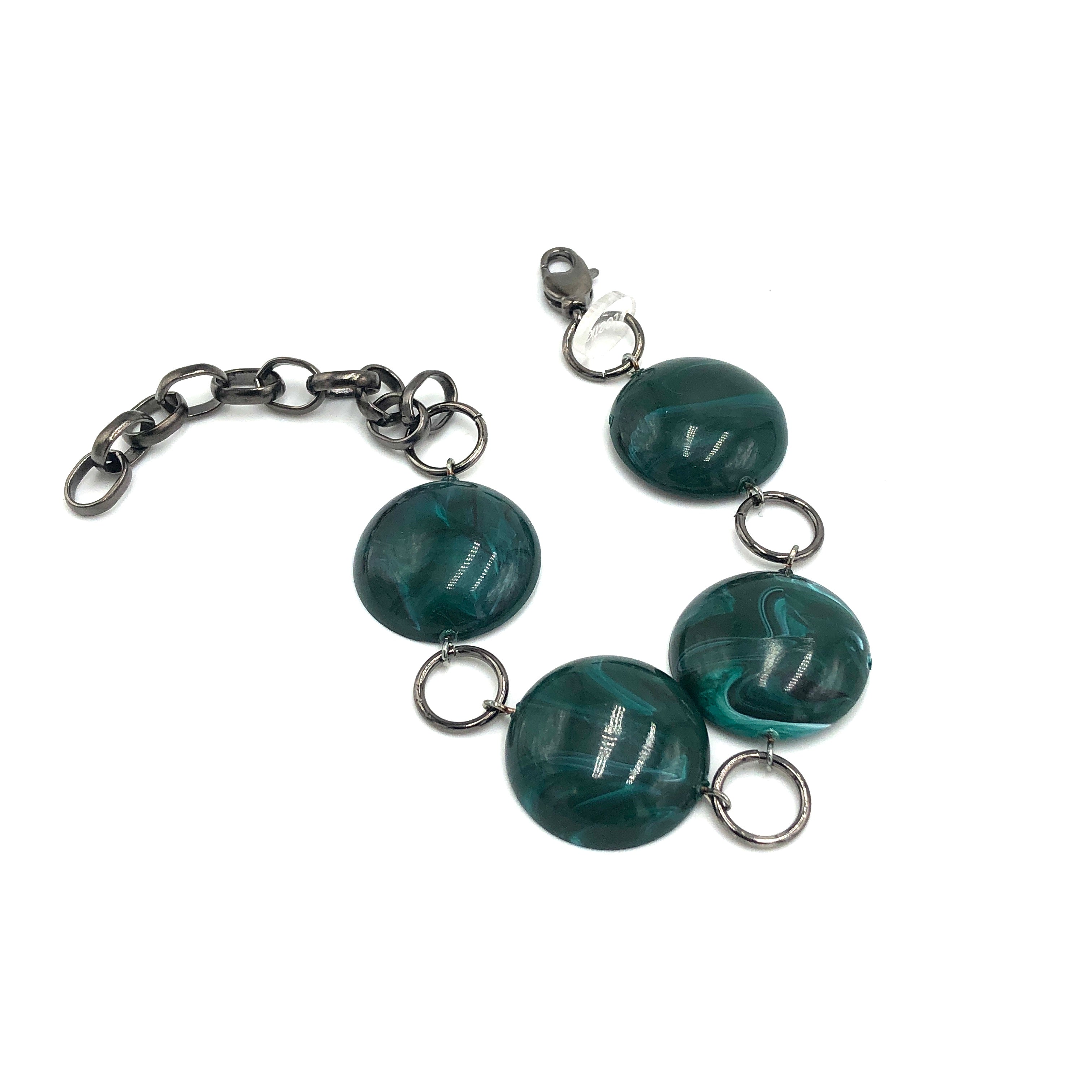 Emerald Marbled Domed Stations Bracelet