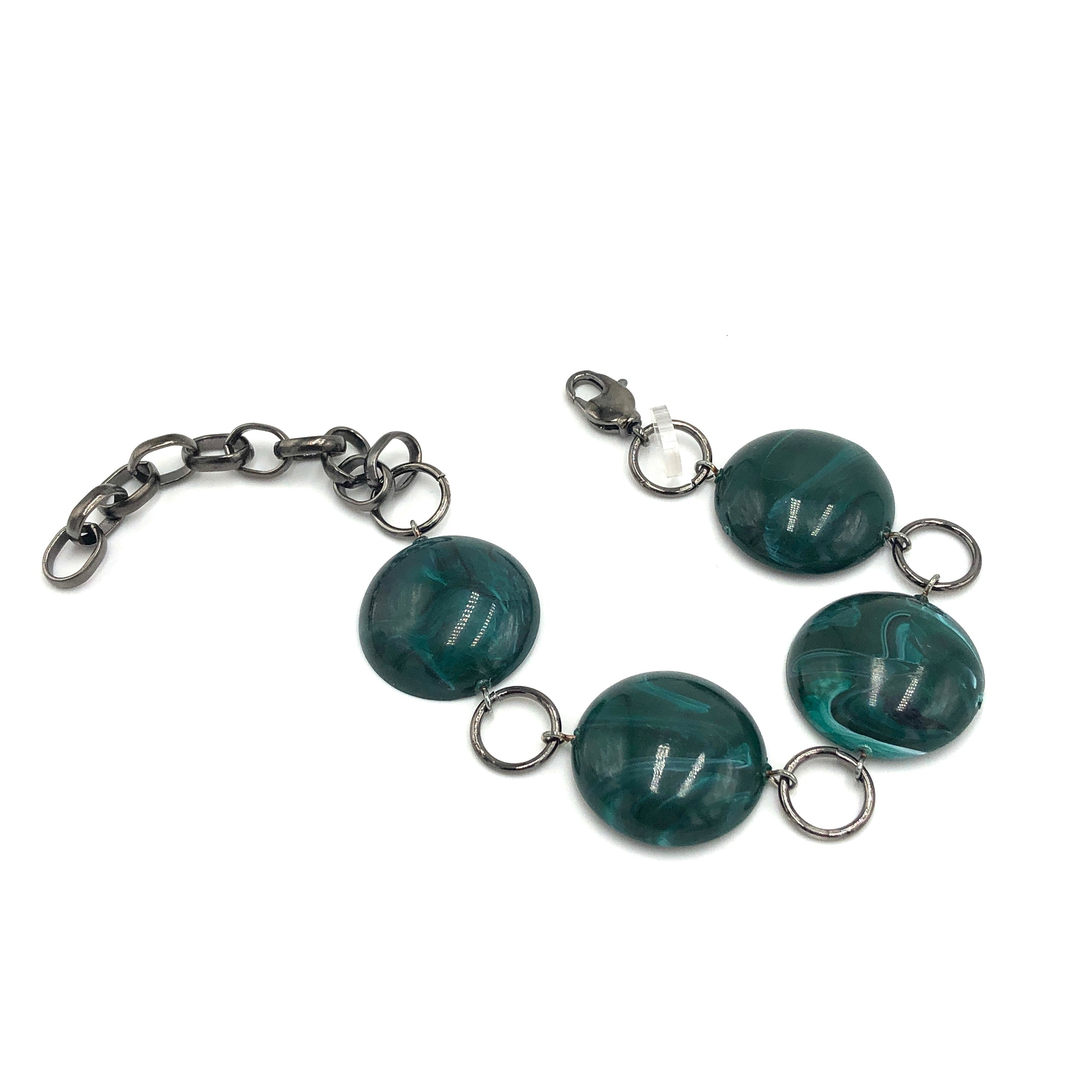 Emerald Marbled Domed Stations Bracelet