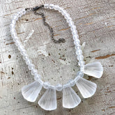 frosted clear fan necklace