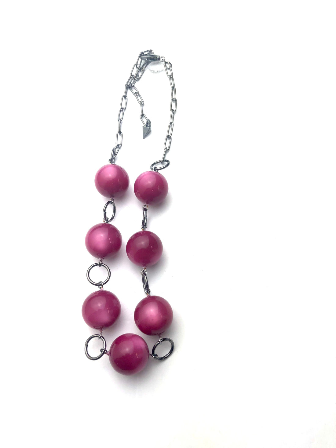 Deep Cranberry Fuchsia Stations Necklace