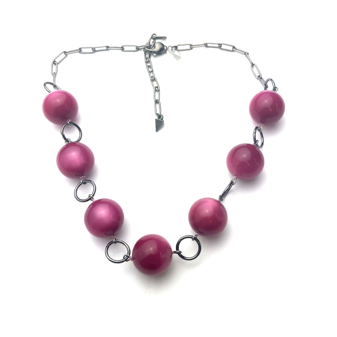 Deep Cranberry Fuchsia Stations Necklace