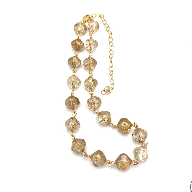 gold clear necklace